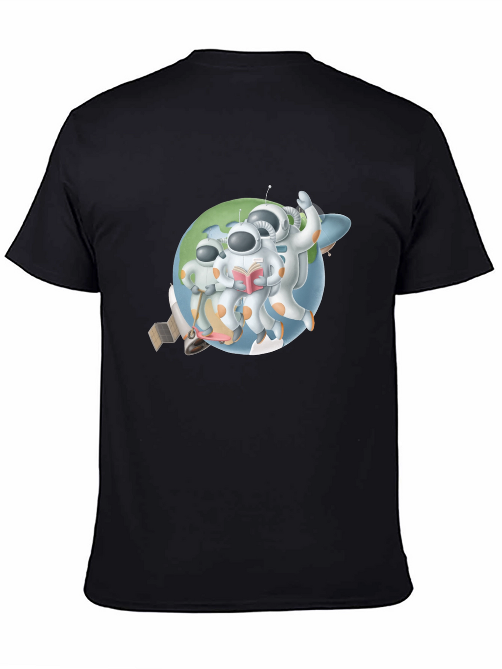 Astronauts Graphic T-Shirt - Black Crew Neck