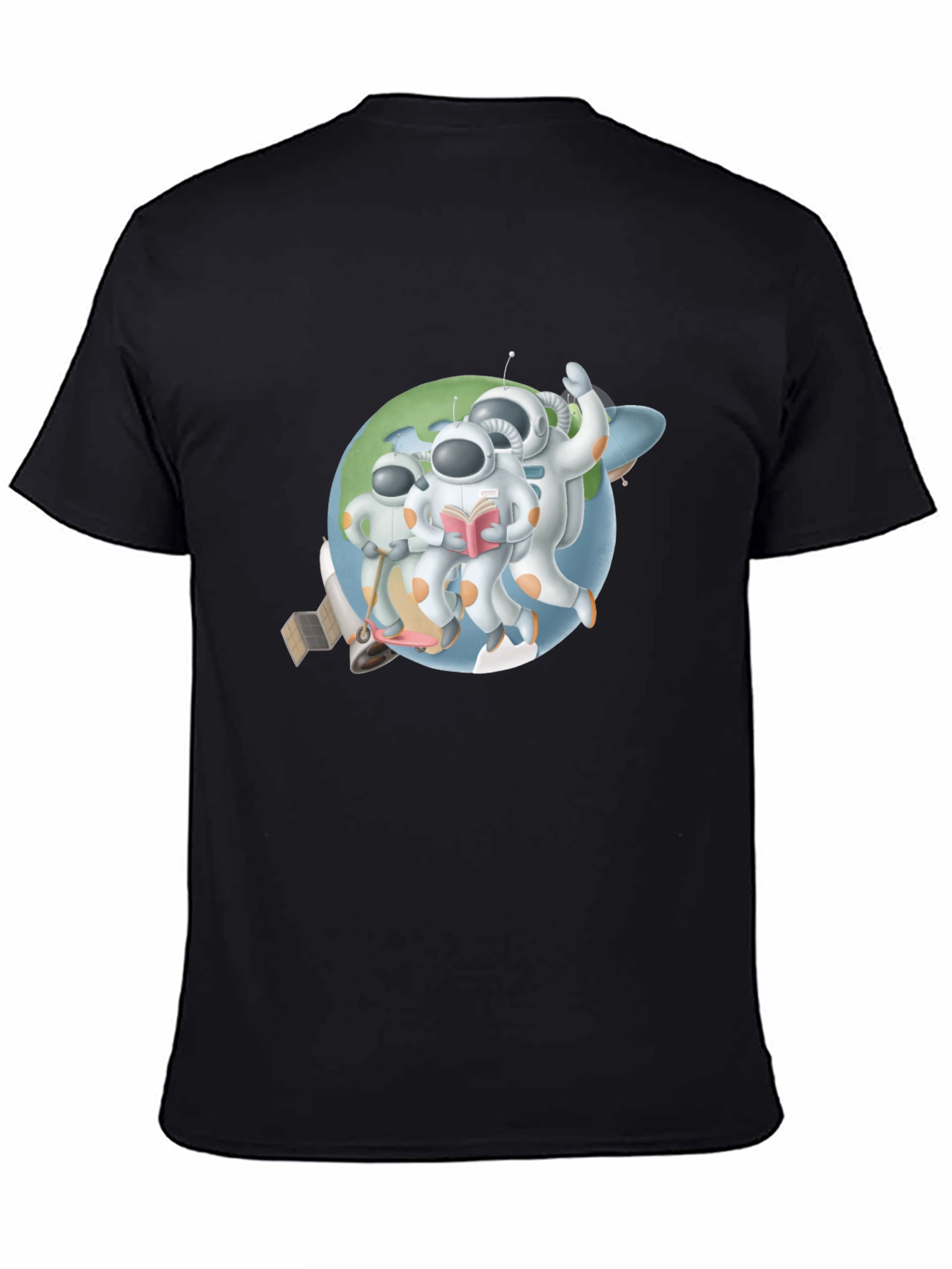 Astronauts Graphic T-Shirt - Black Crew Neck