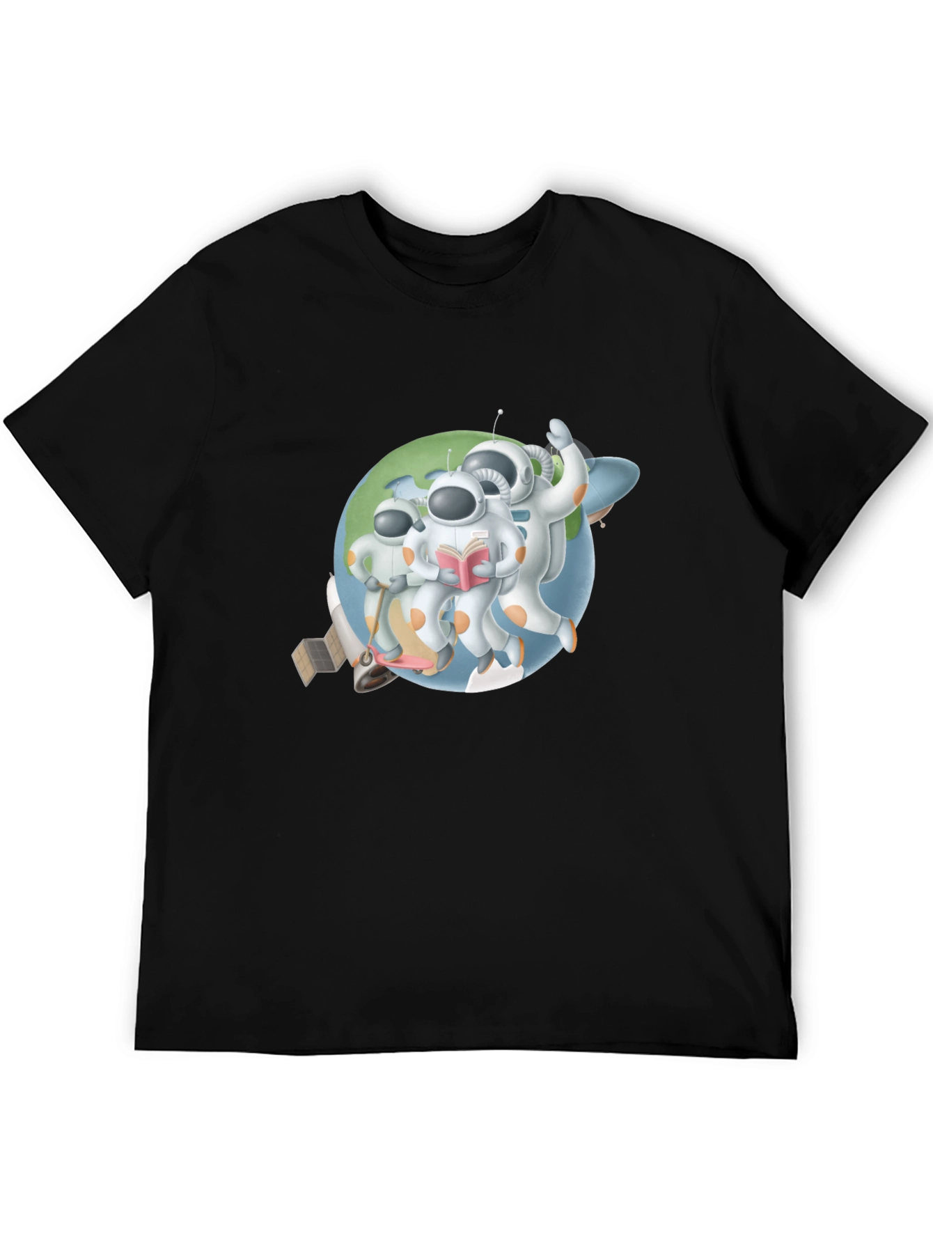 Astronauts Graphic T-Shirt - Black Crew Neck