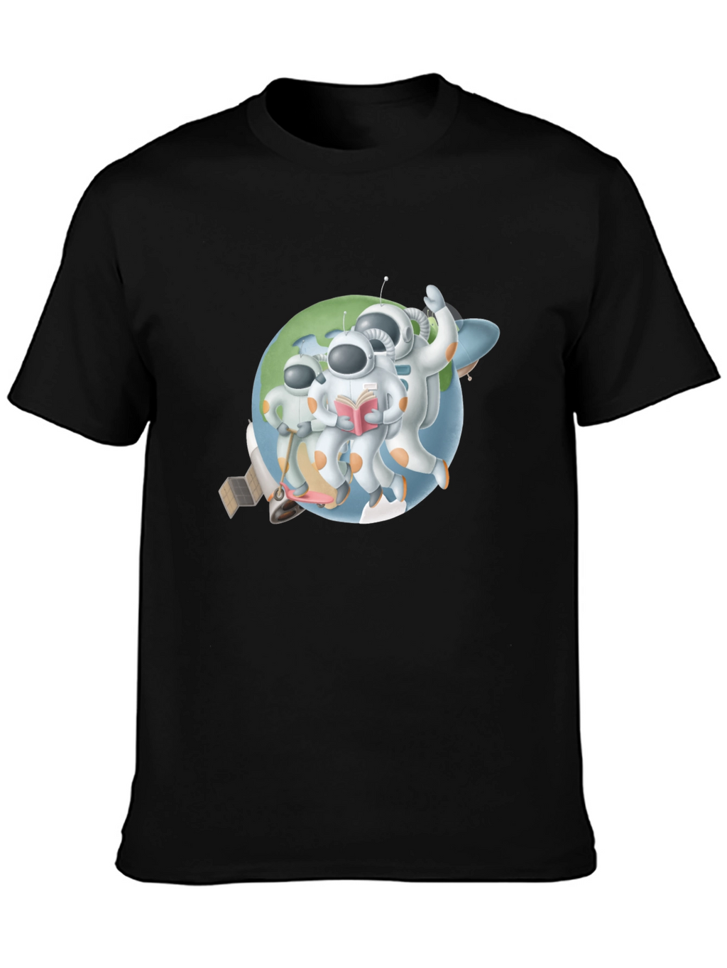 Astronauts Graphic T-Shirt - Black Crew Neck