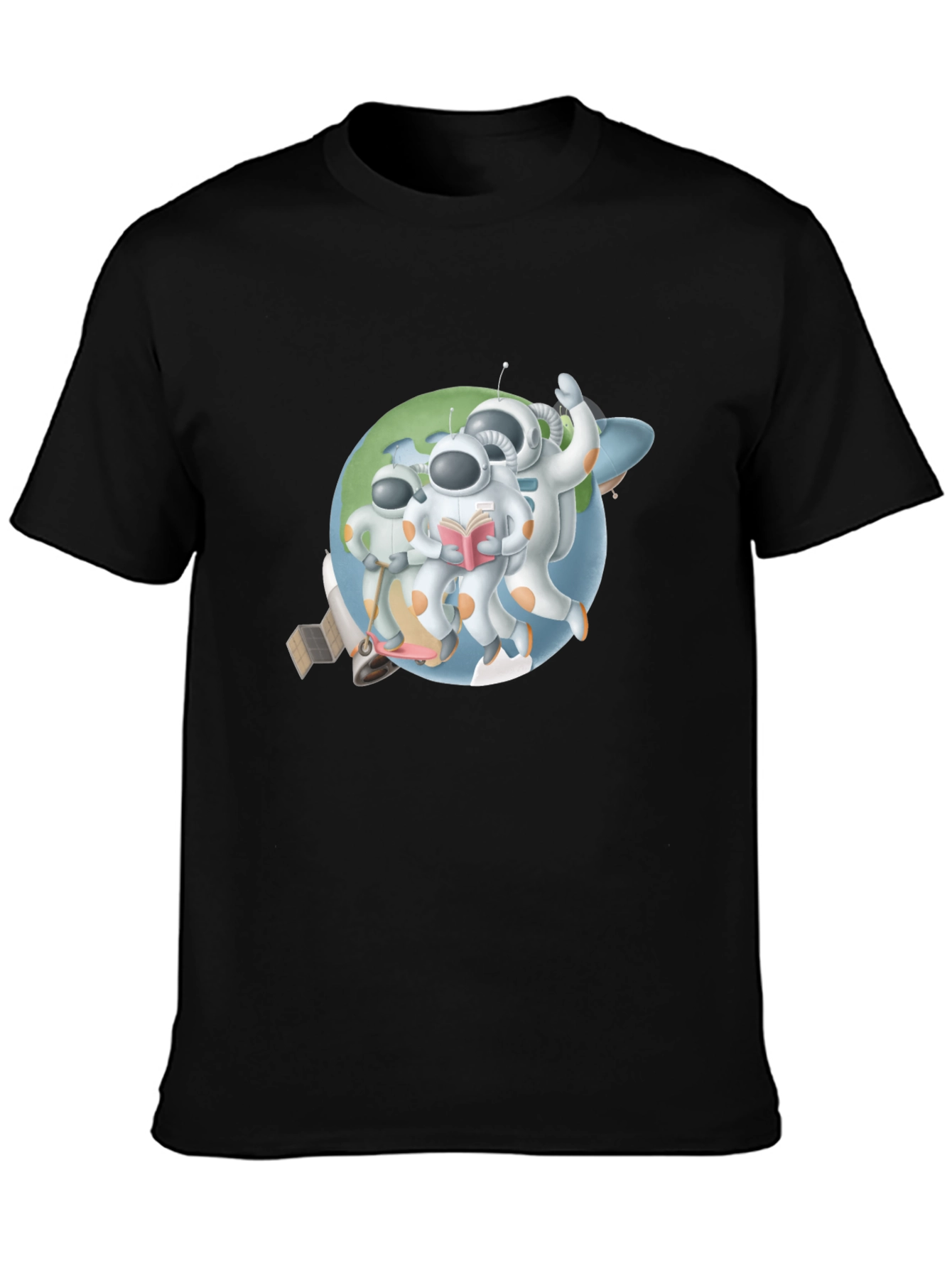 Astronauts Graphic T-Shirt - Black Crew Neck