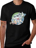 Astronauts Graphic T-Shirt - Black Crew Neck