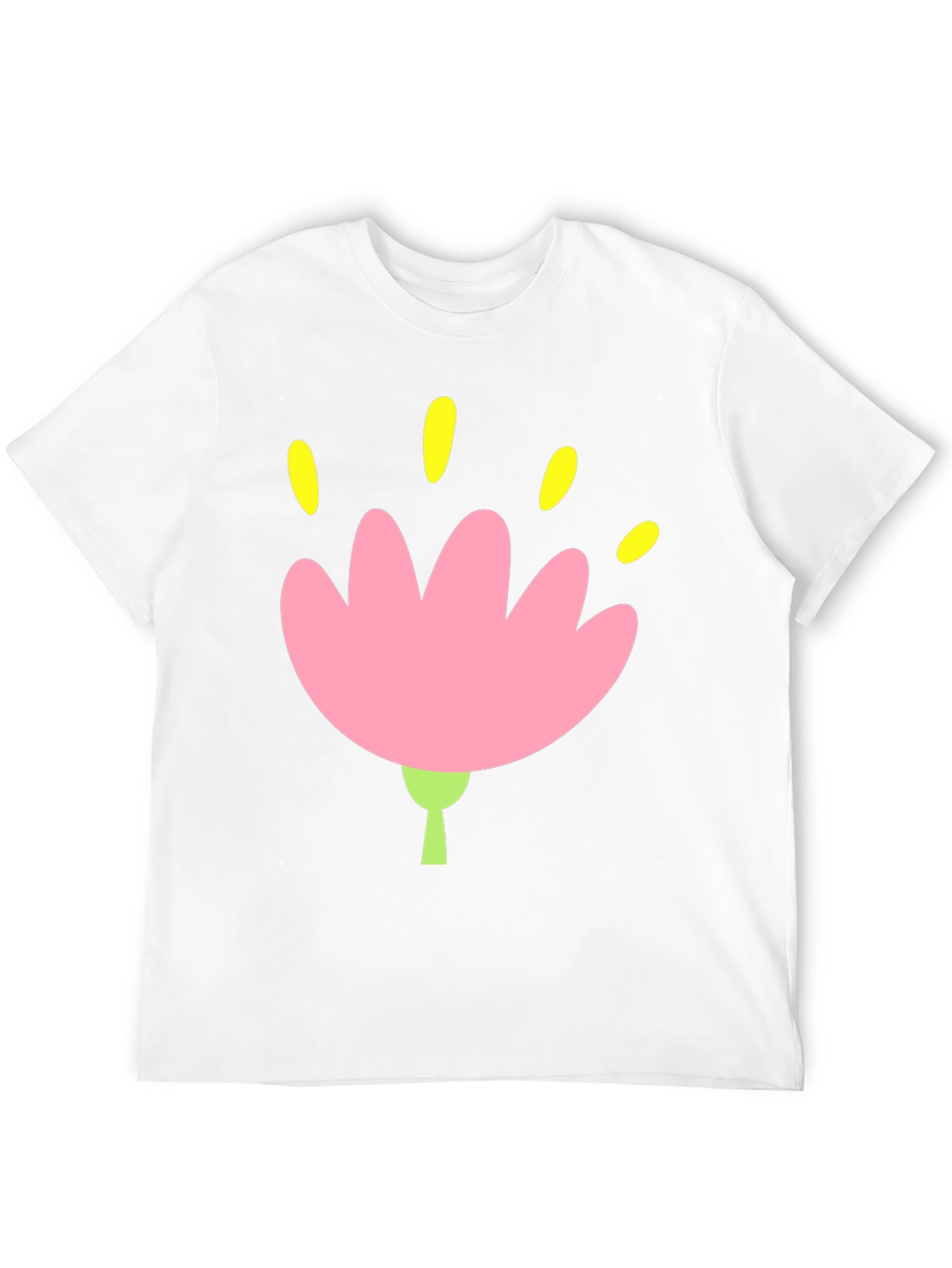 Black Tee with Pink Flower Graphic