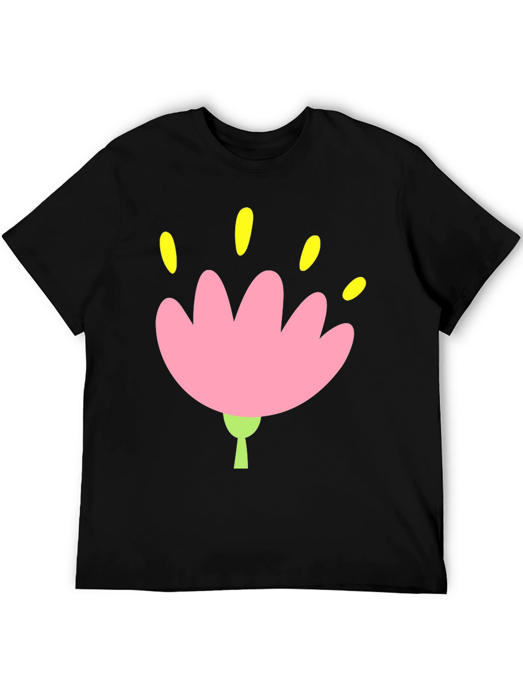 Black Tee with Pink Flower Graphic