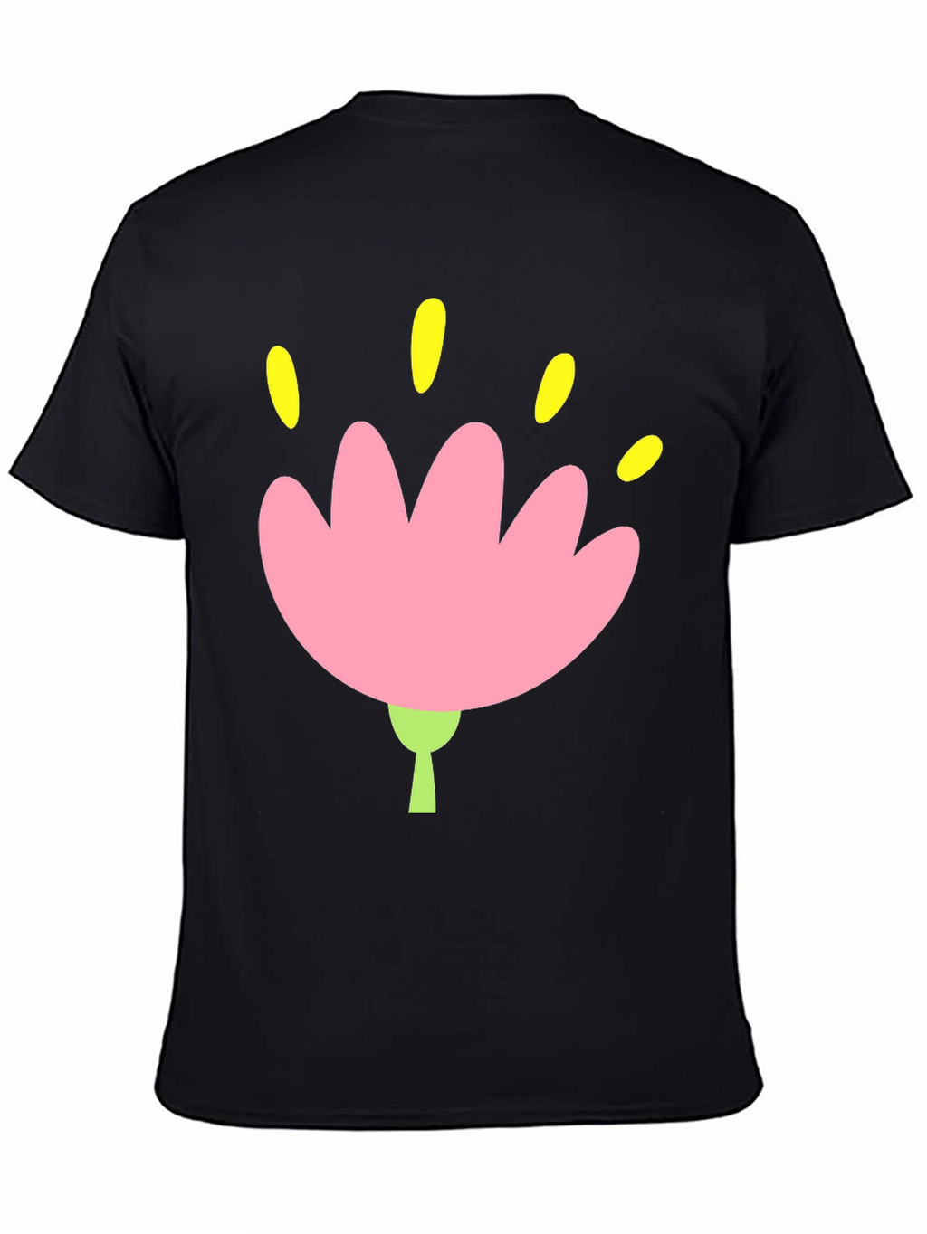 Black Tee with Pink Flower Graphic
