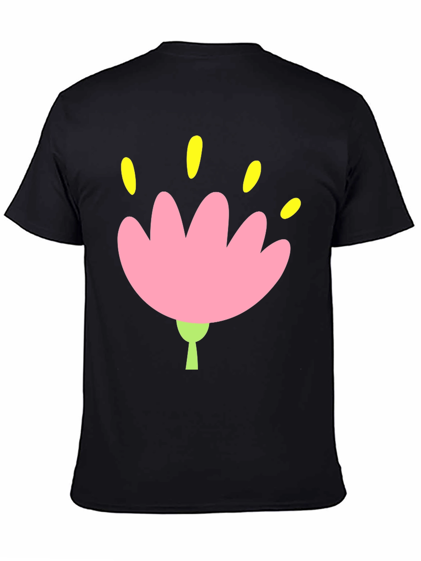 Black Tee with Pink Flower Graphic