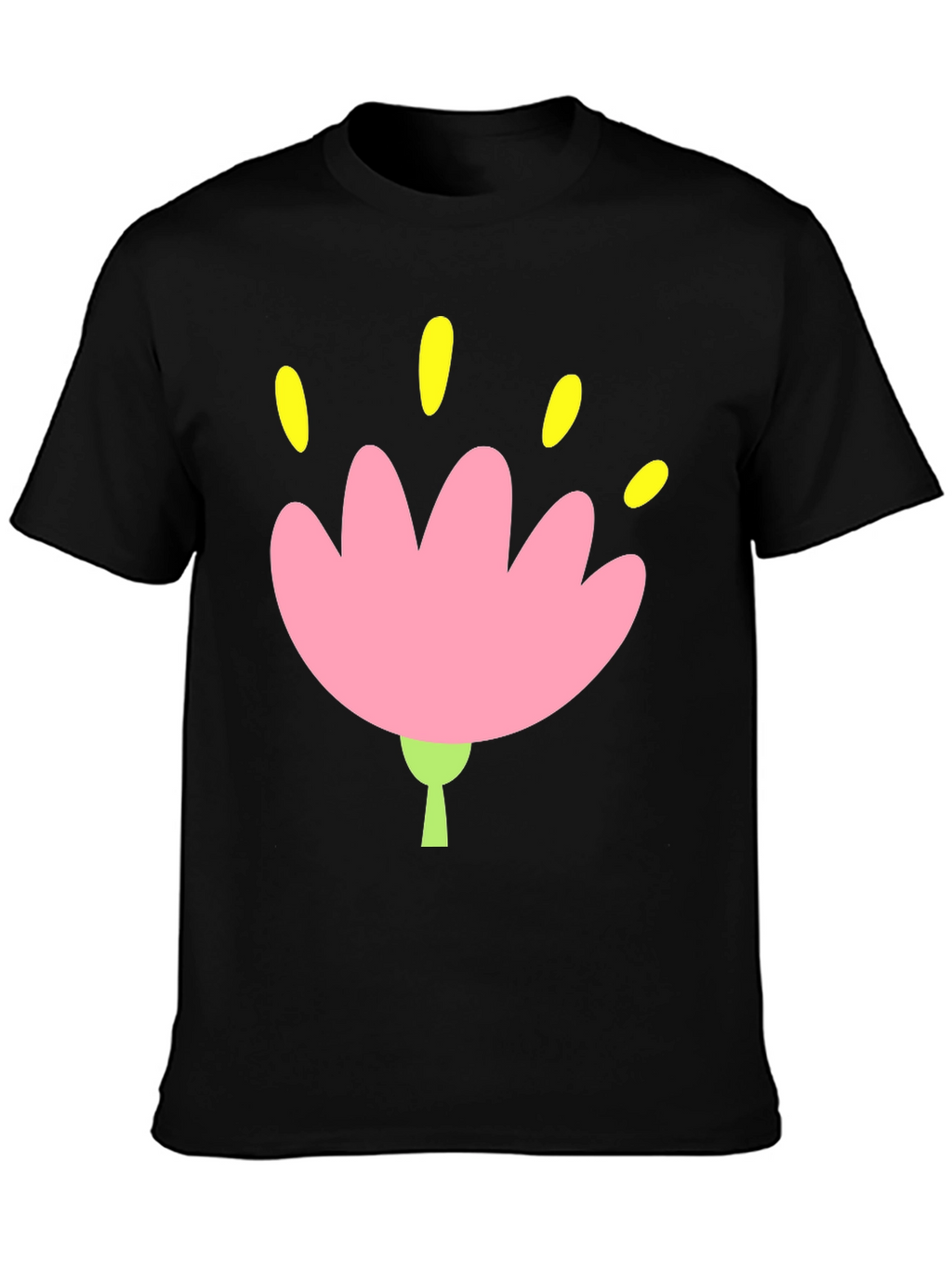 Black Tee with Pink Flower Graphic