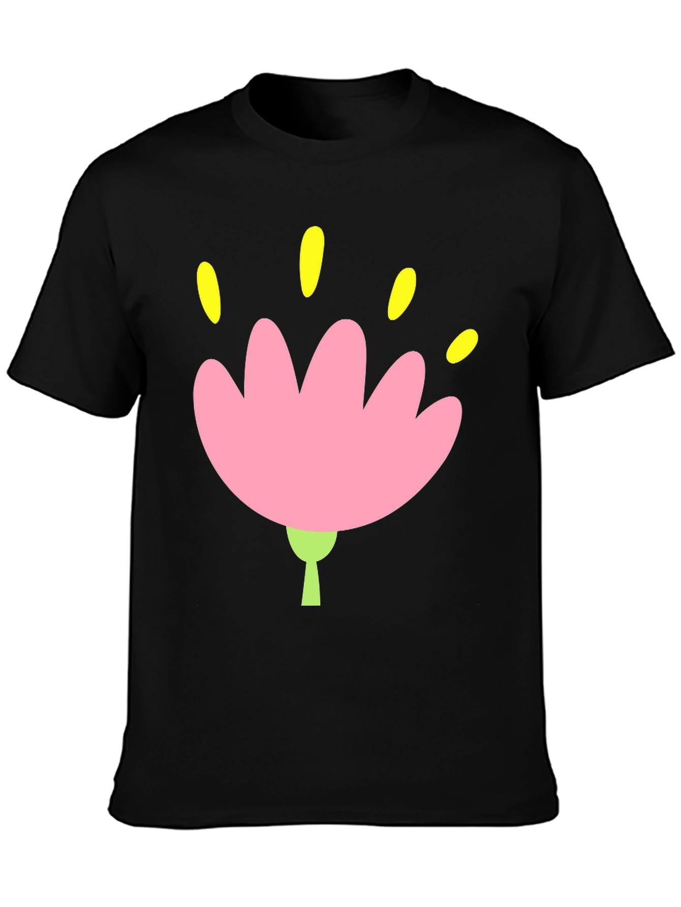 Black Tee with Pink Flower Graphic