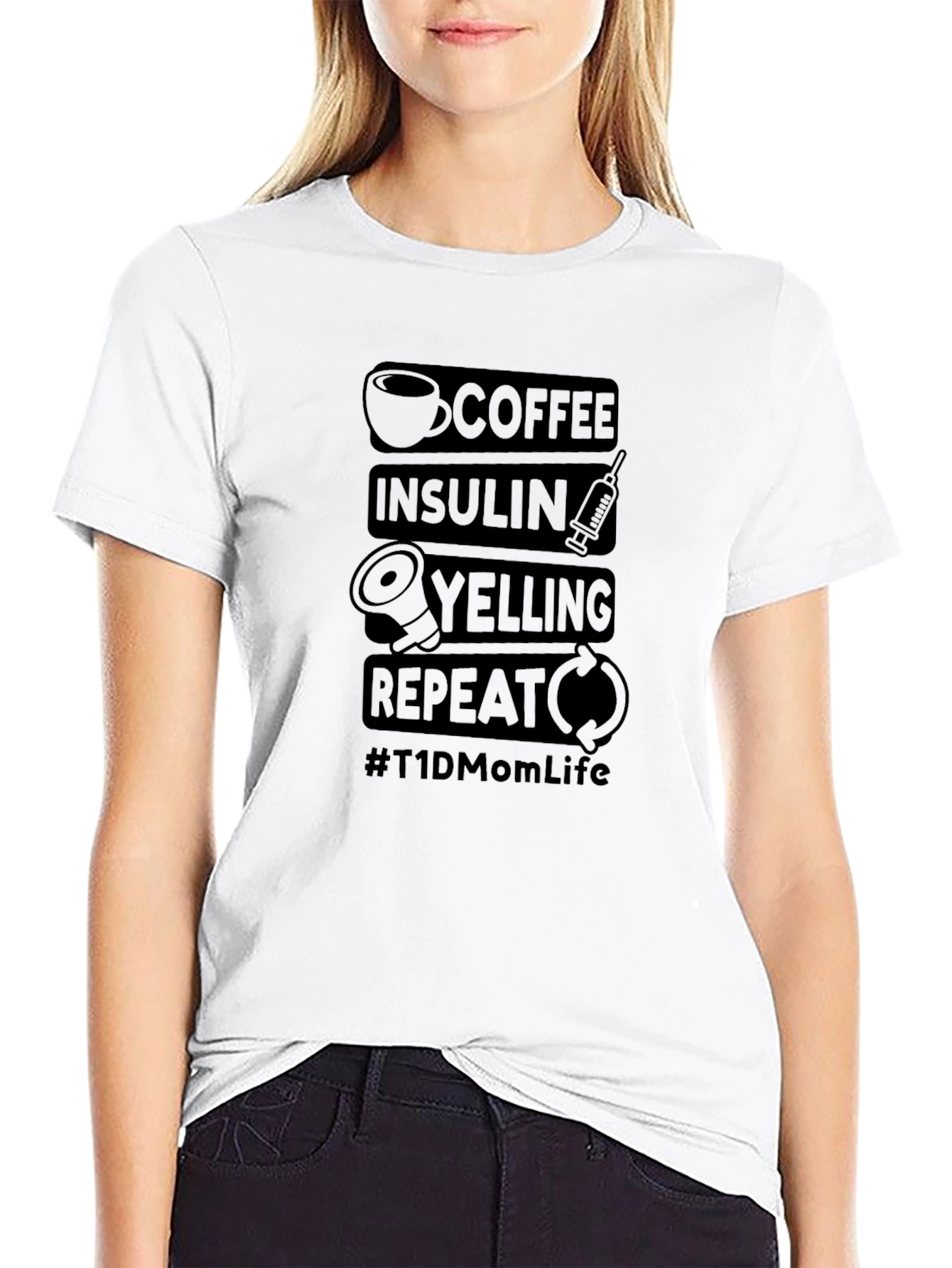 Coffee Insulin Yelling Repeat T-Shirt