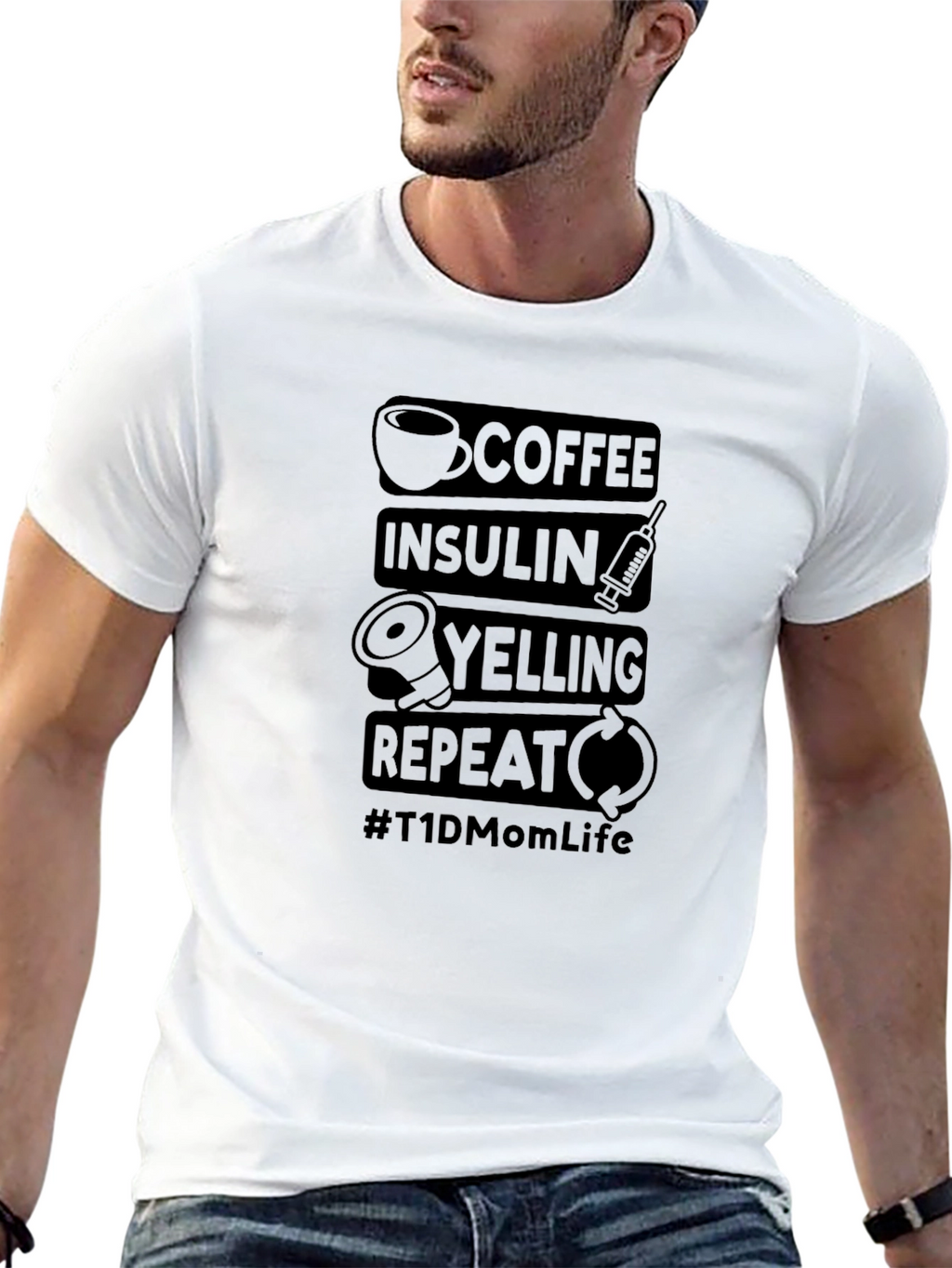 Coffee Insulin Yelling Repeat T-Shirt