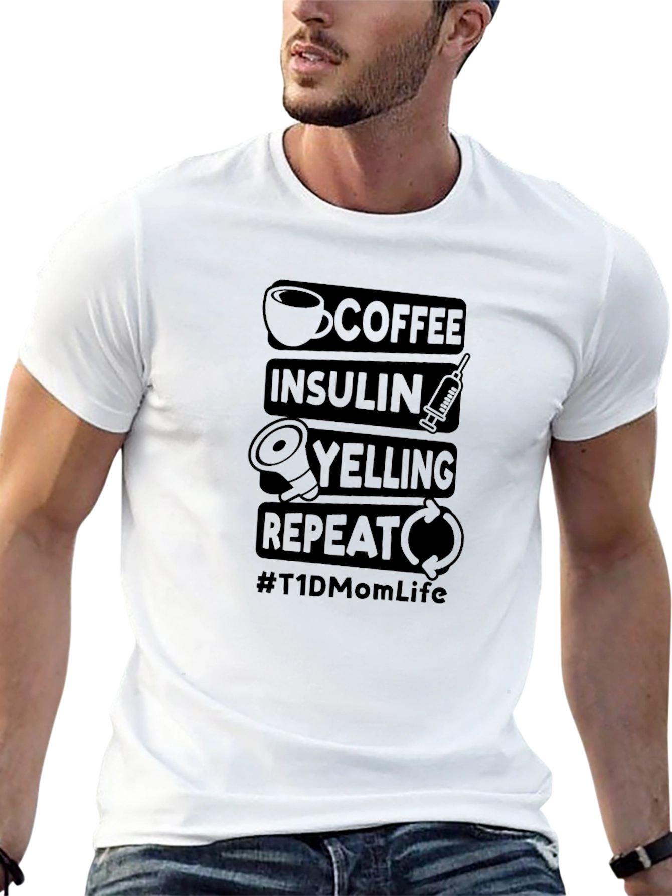 Coffee Insulin Yelling Repeat T-Shirt