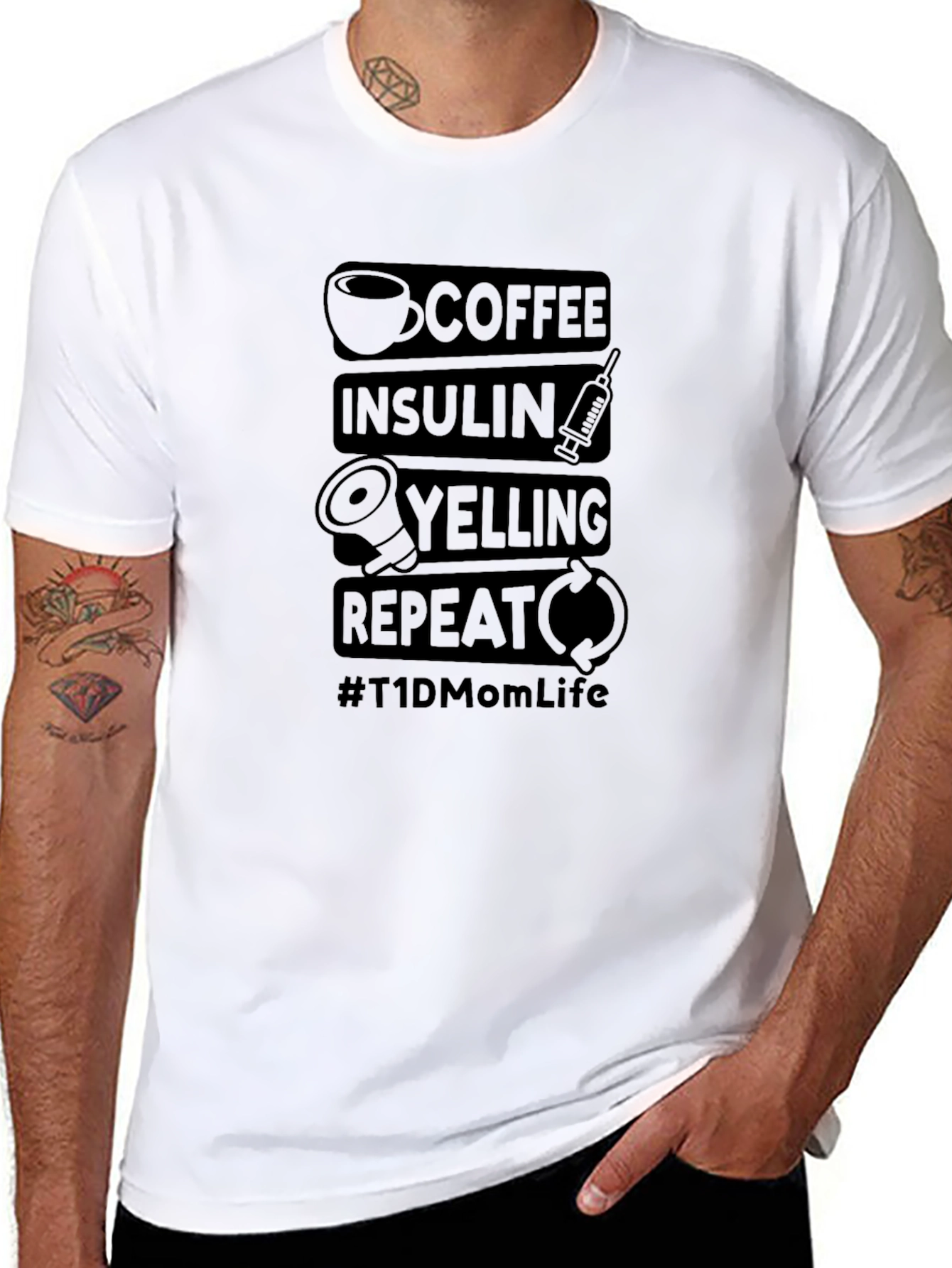 Coffee Insulin Yelling Repeat T-Shirt