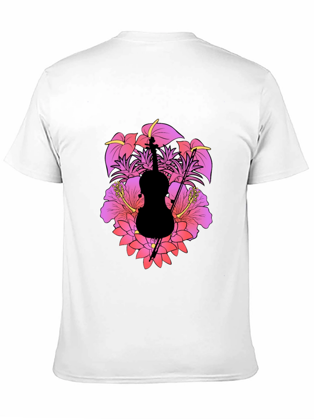 Floral Cello Mens Black T-Shirt