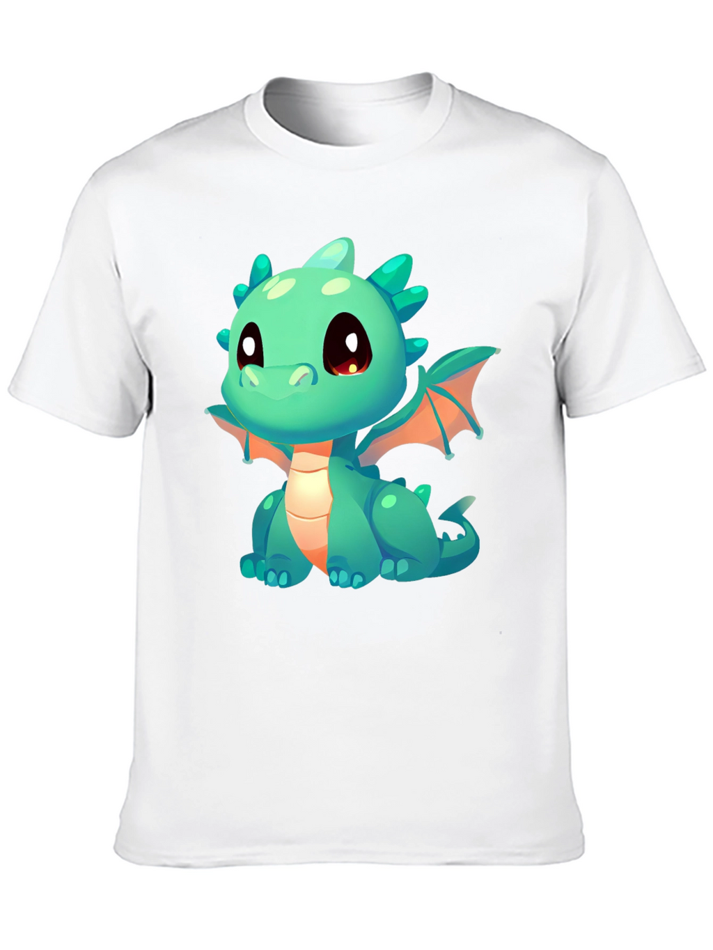 Cute Cartoon Dragon Graphic Tee - Black
