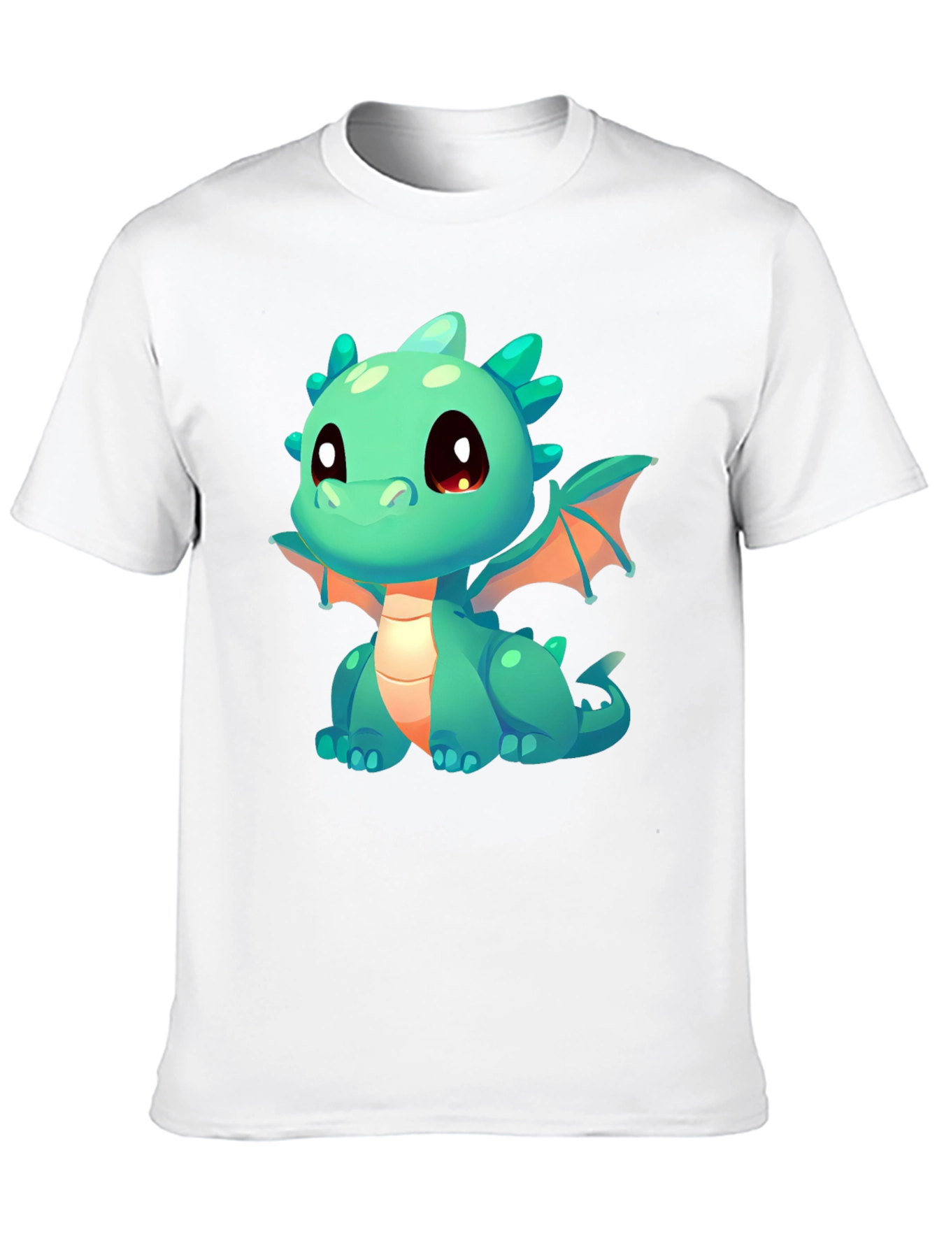 Cute Cartoon Dragon Graphic Tee - Black