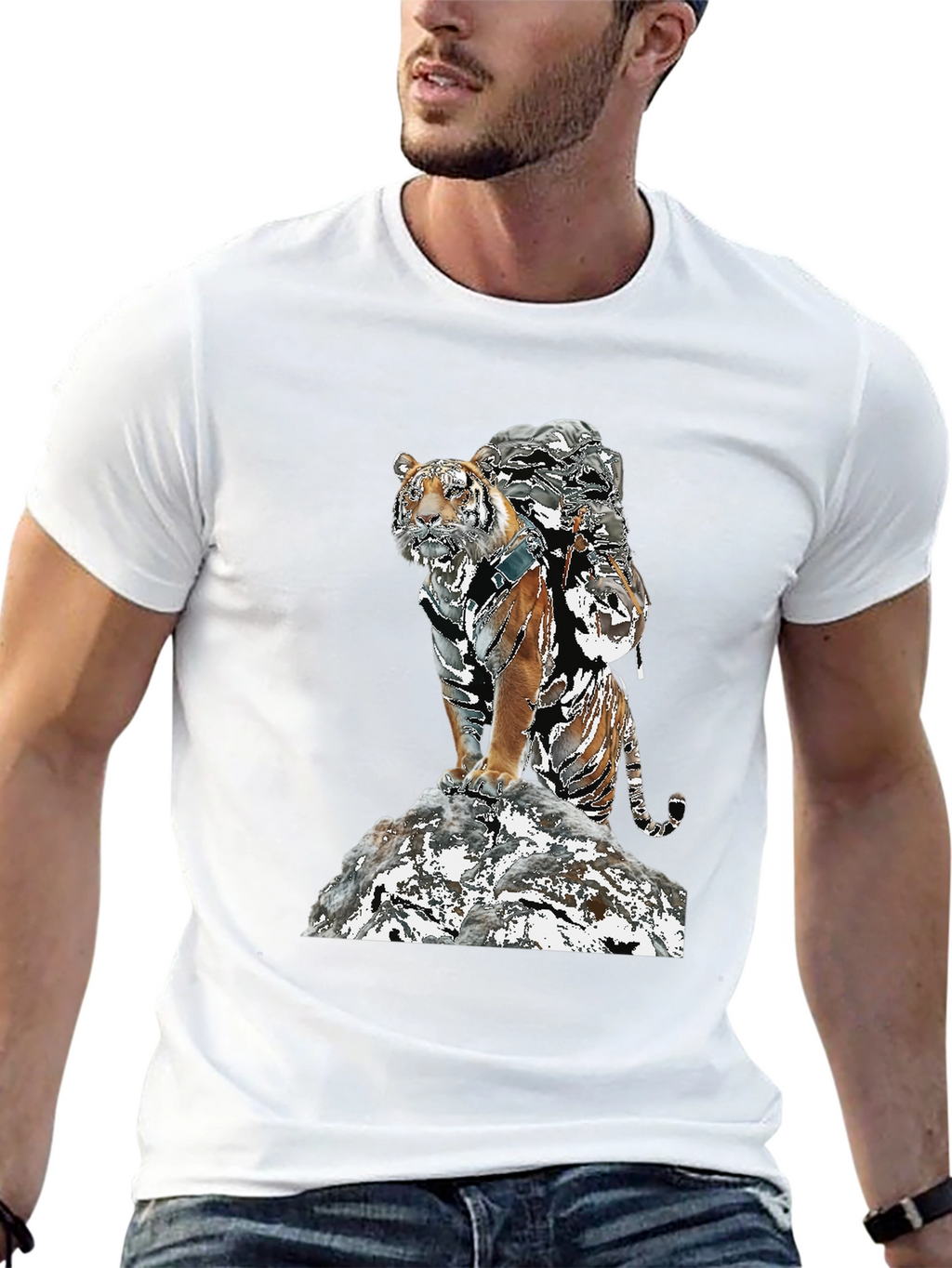 Tiger Graphic Tee - Black Cotton Blend