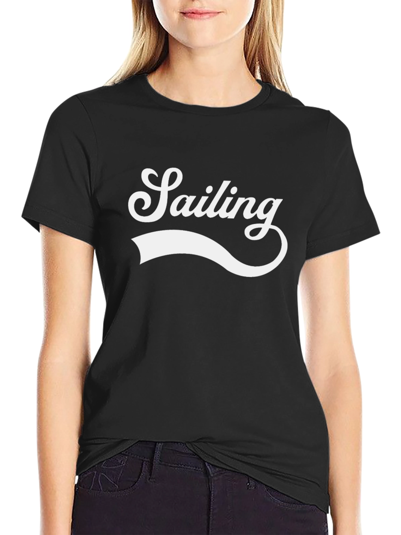 Sailing Graphic Tee - Black Cotton Blend