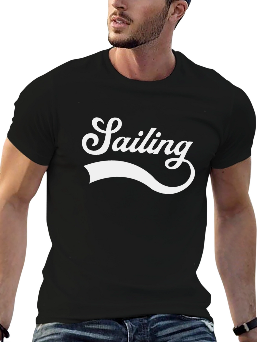 Sailing Graphic Tee - Black Cotton Blend