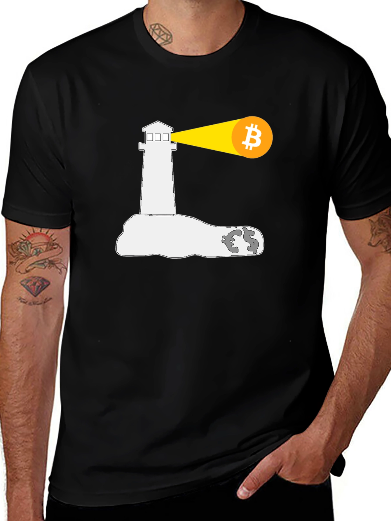 Bitcoin Lighthouse Black T-Shirt