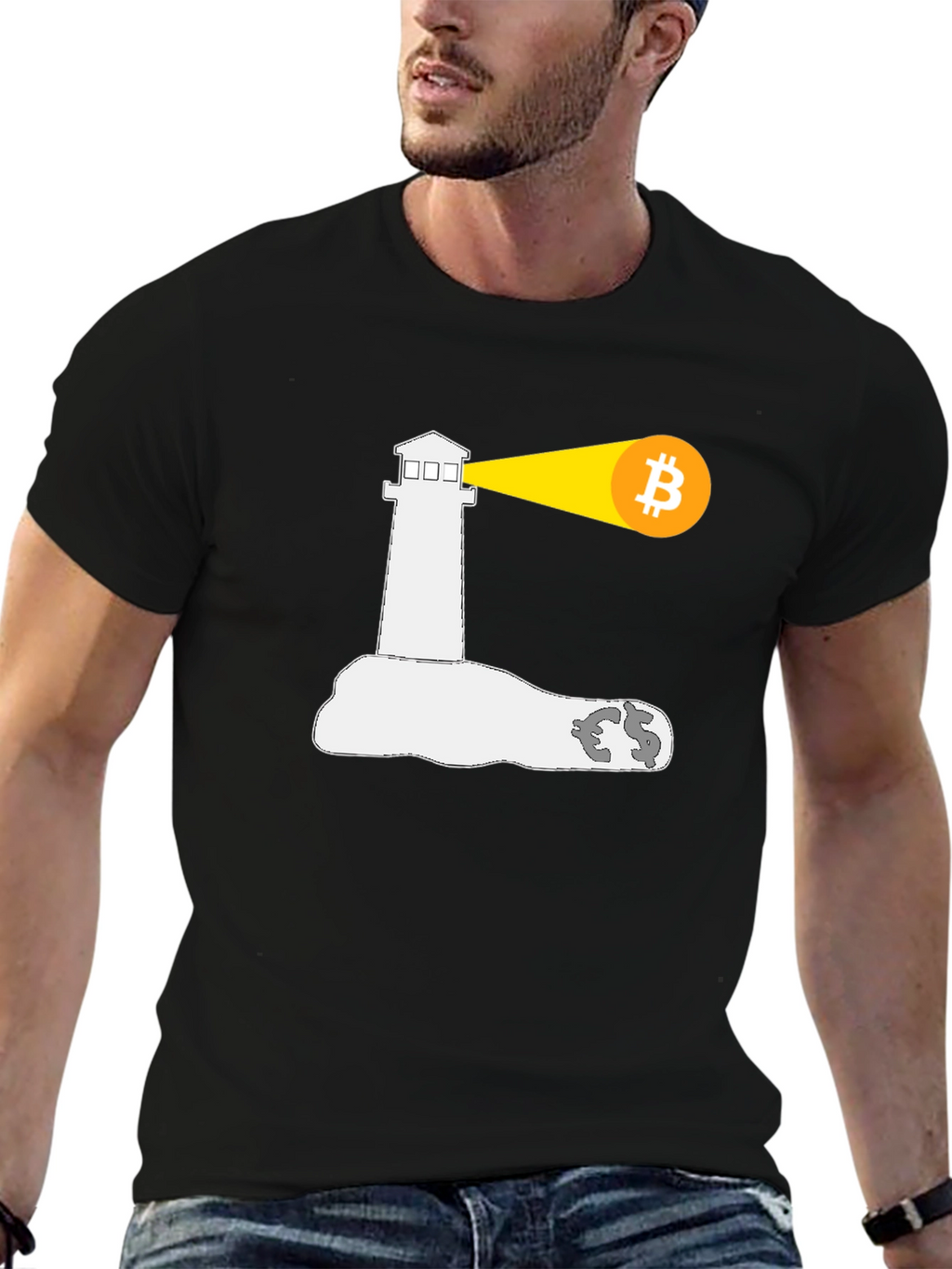 Bitcoin Lighthouse Black T-Shirt