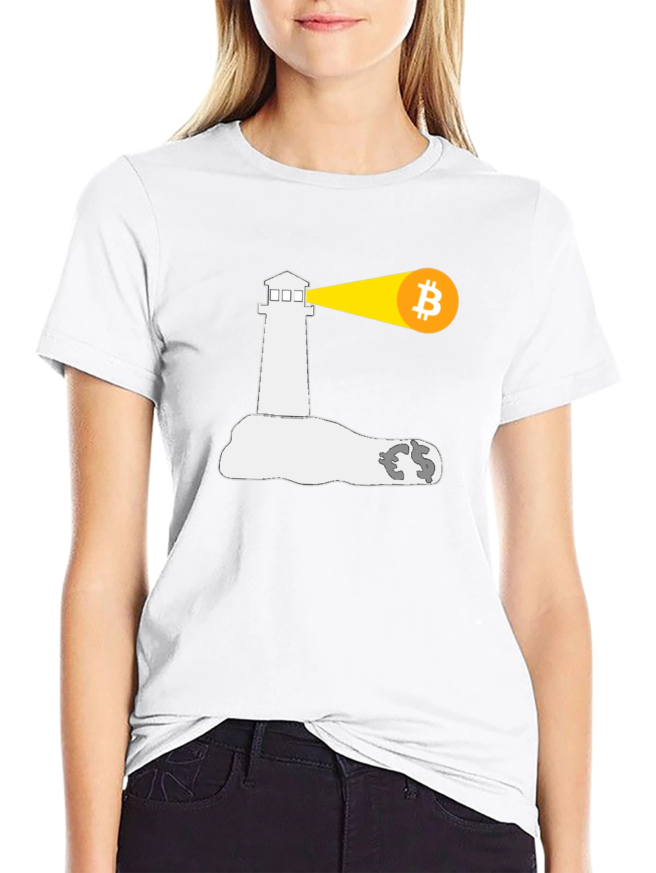 Bitcoin Lighthouse Black T-Shirt