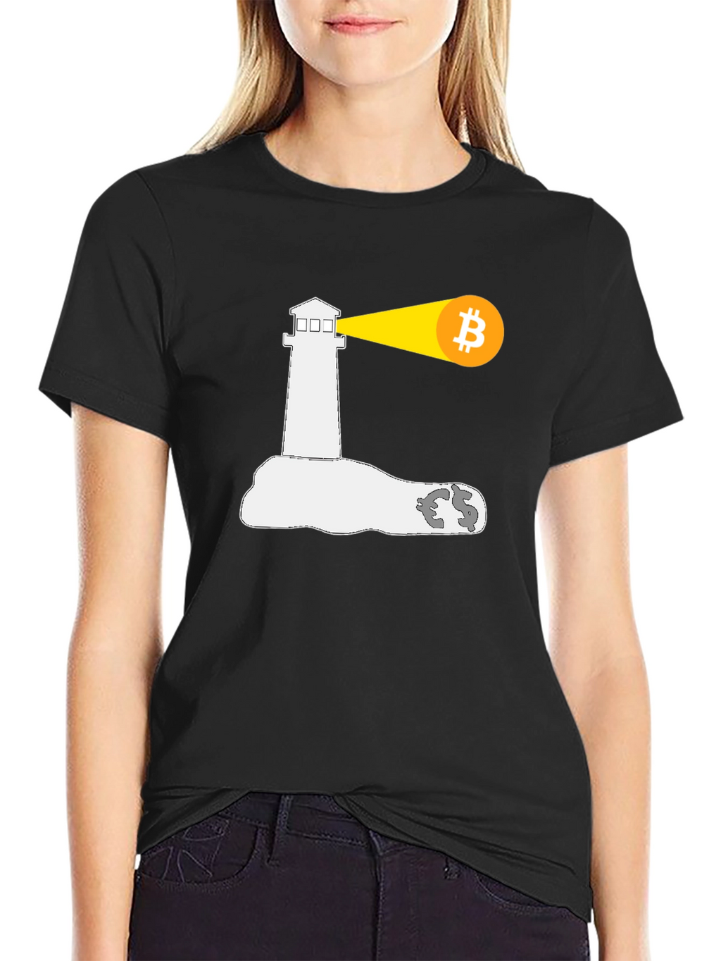 Bitcoin Lighthouse Black T-Shirt