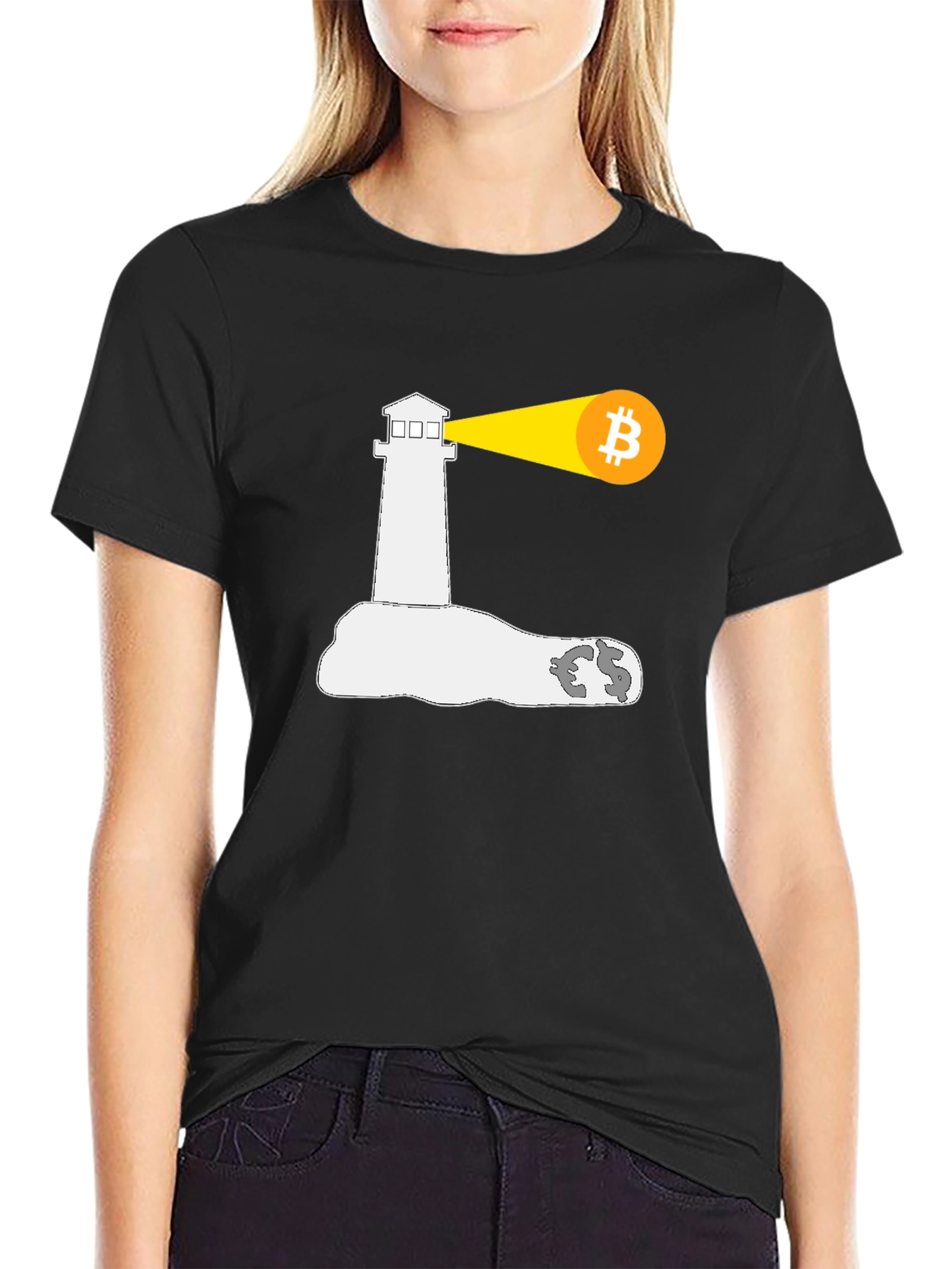 Bitcoin Lighthouse Black T-Shirt