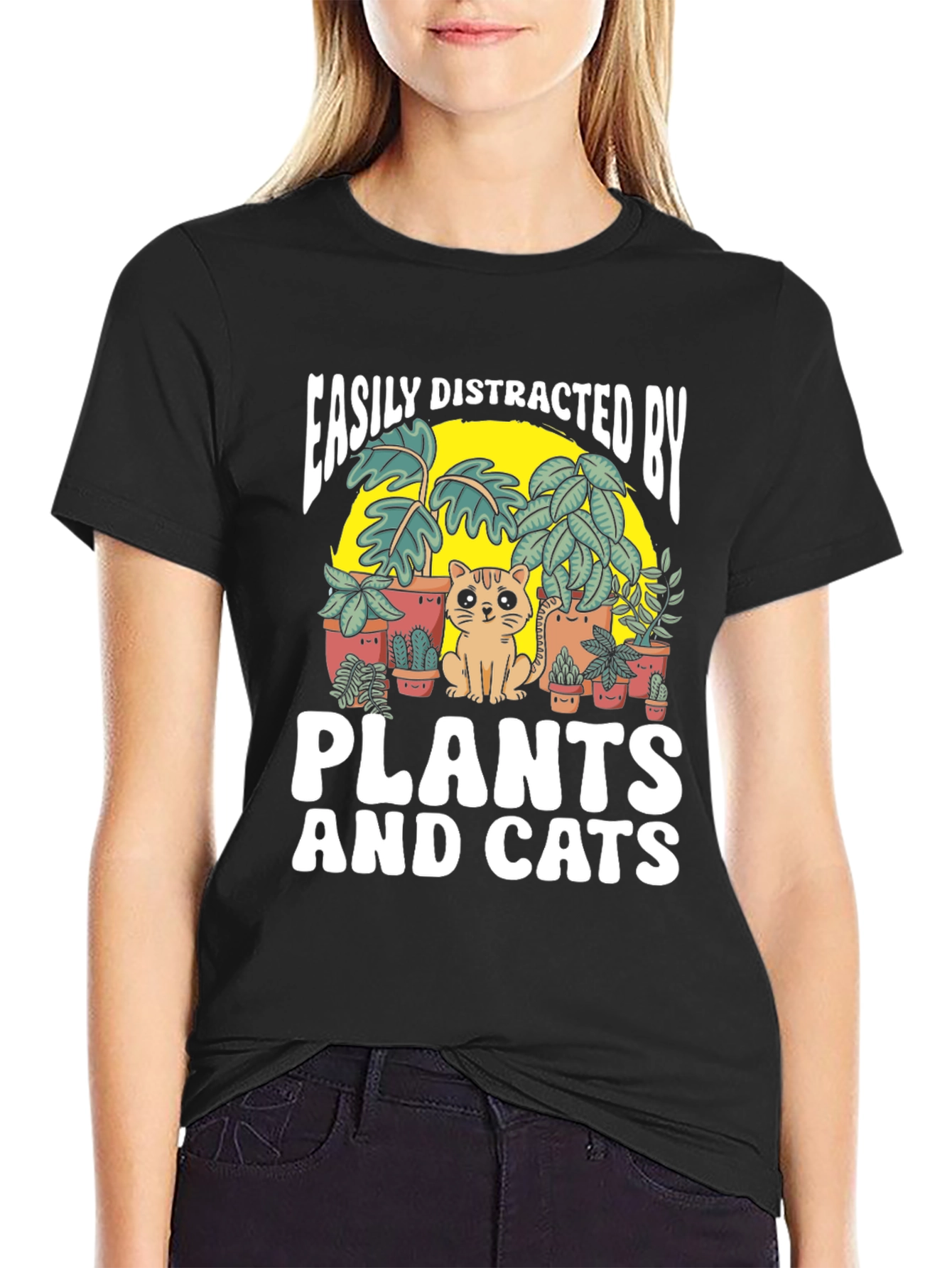 Easily Distracted by Plants and Cats T-Shirt