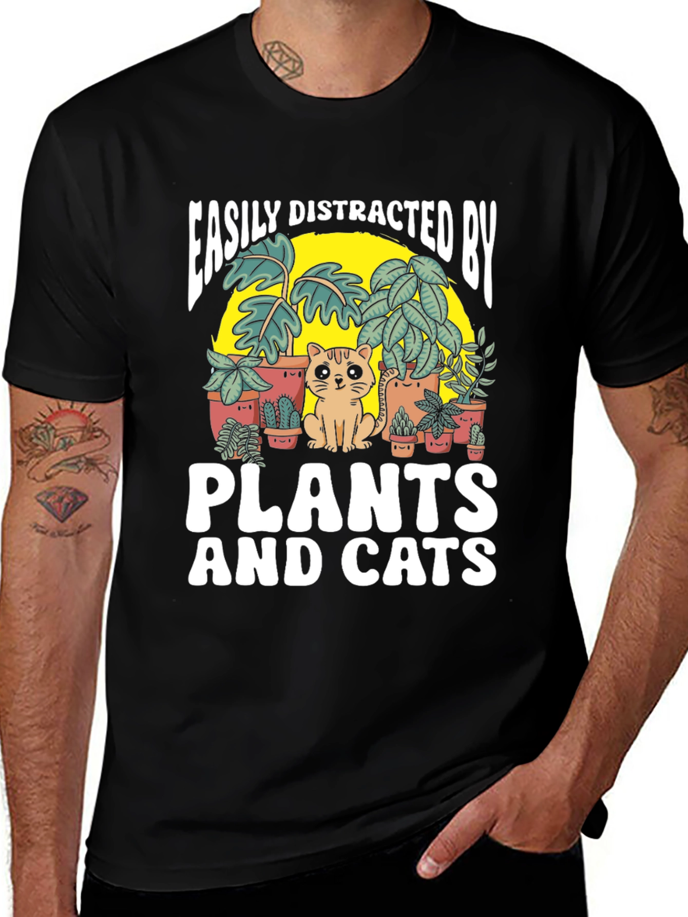 Easily Distracted by Plants and Cats T-Shirt