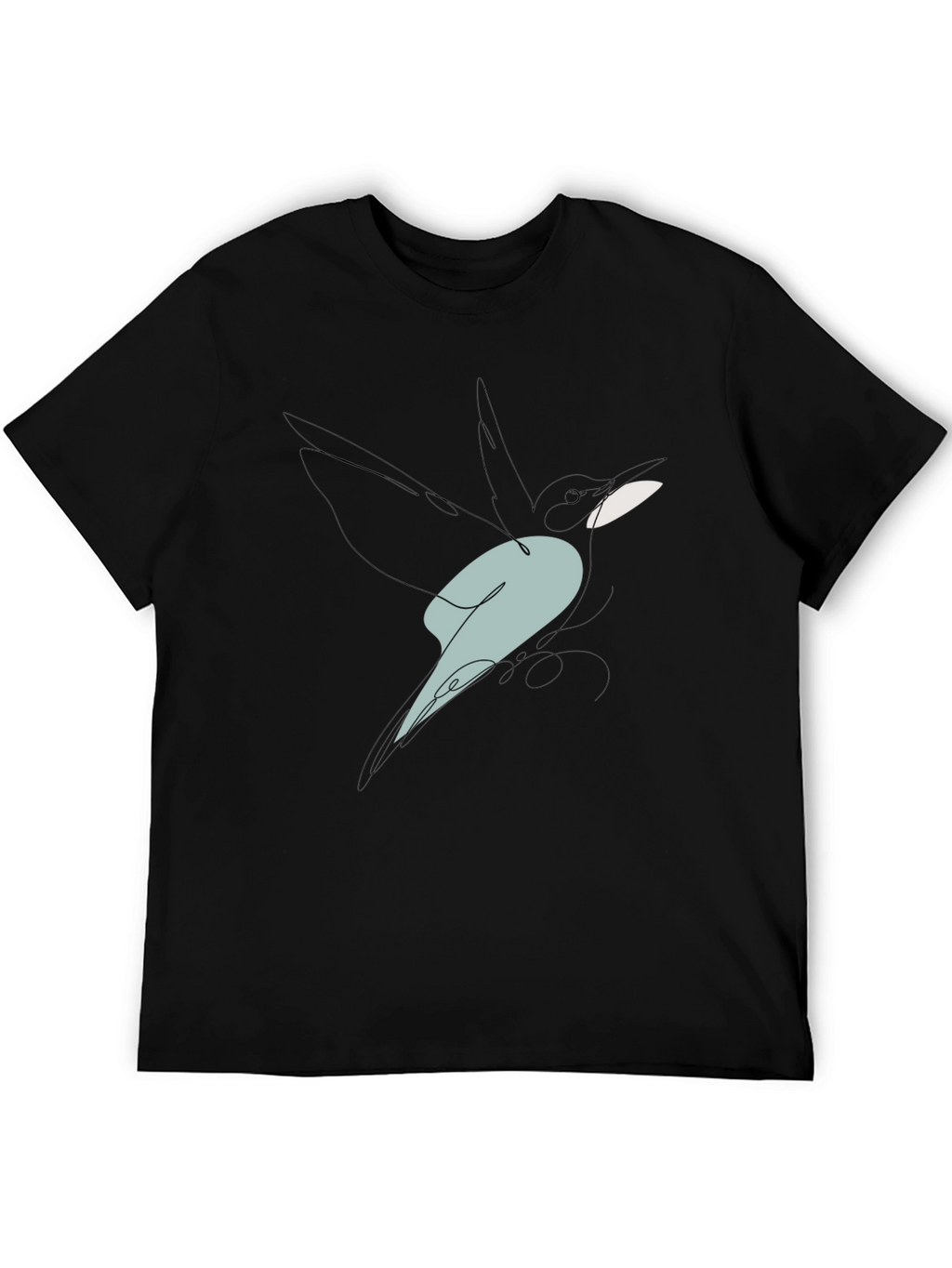 Abstract Bird Line Art Graphic Tee - Black