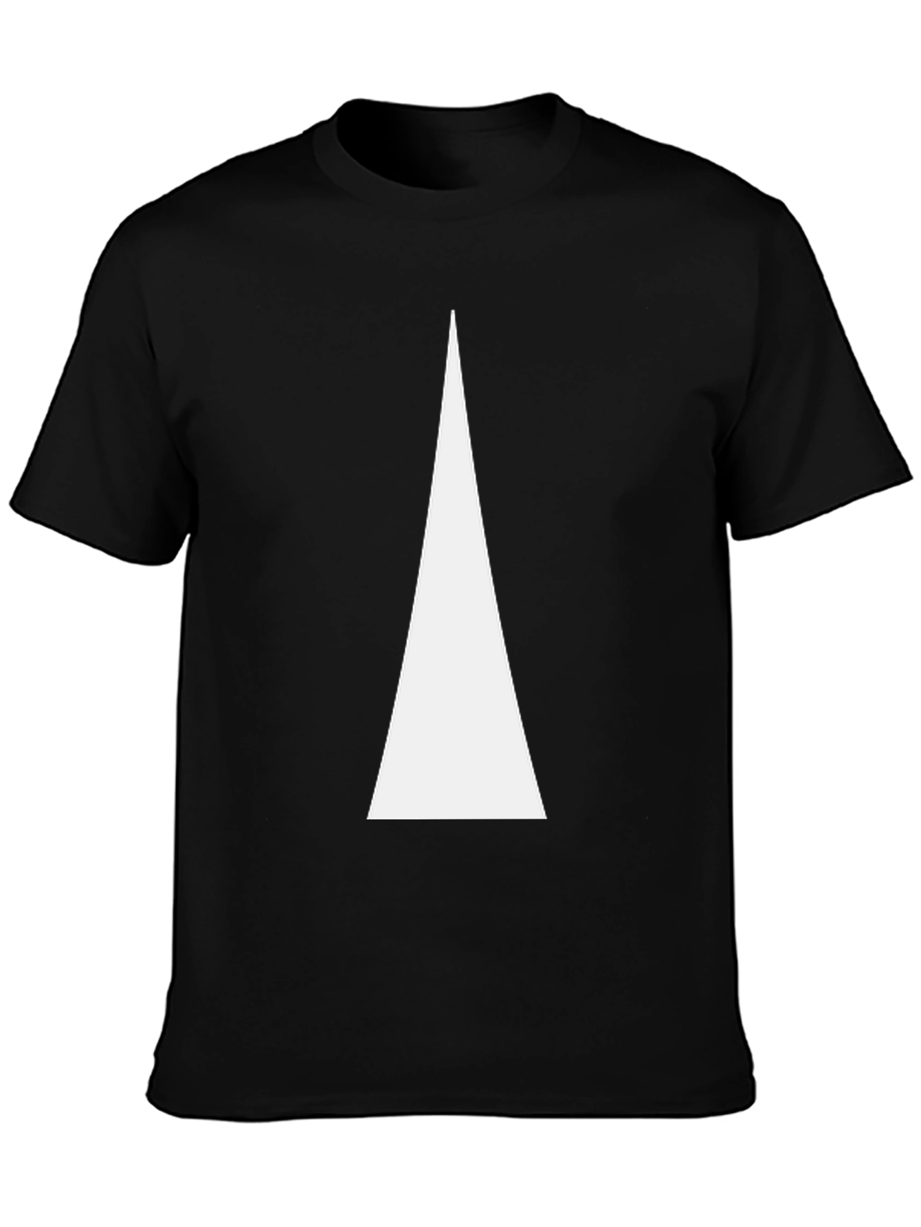 Minimalist White Triangle Graphic Tee - Black Cotton