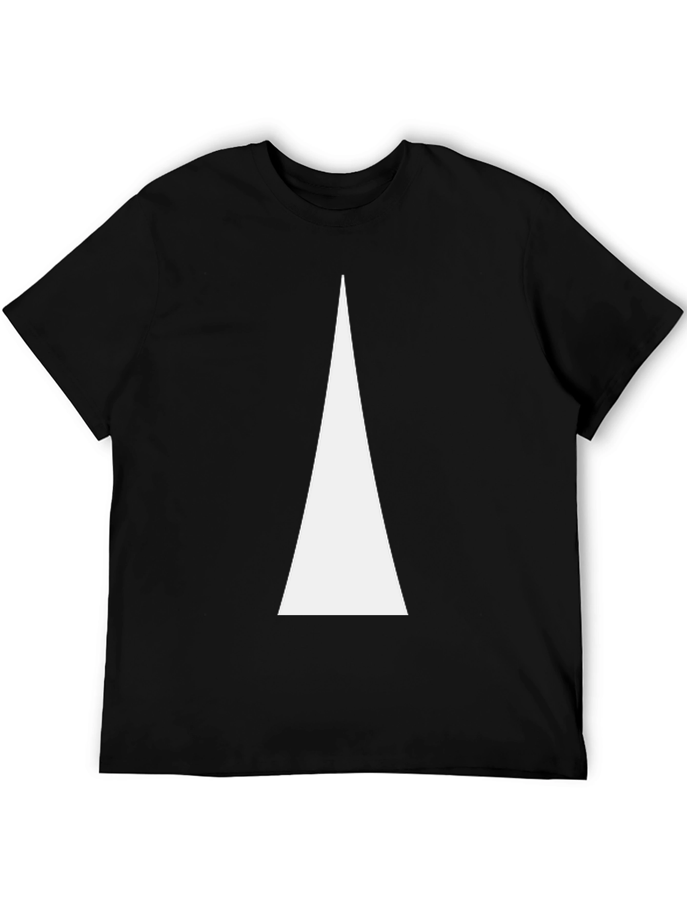 Minimalist White Triangle Graphic Tee - Black Cotton