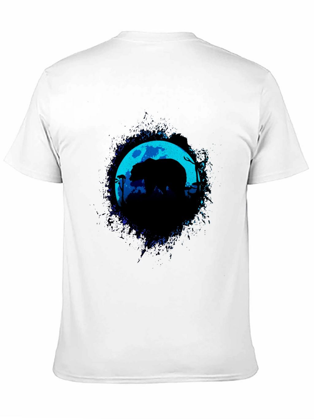 Bear Moon Silhouette Graphic Black T-Shirt