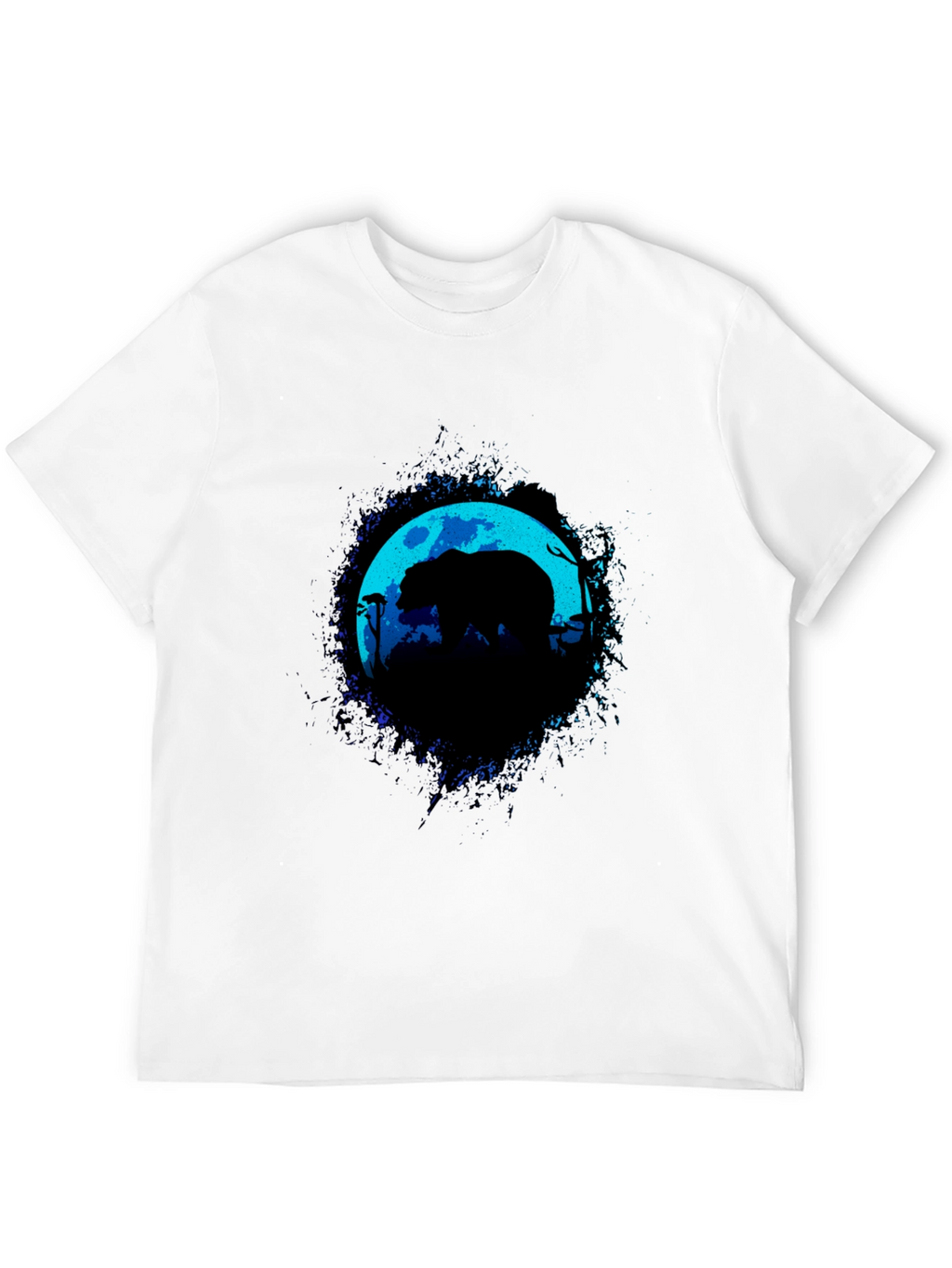 Bear Moon Silhouette Graphic Black T-Shirt