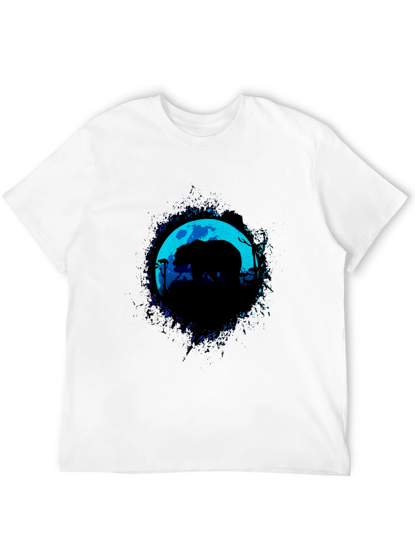 Bear Moon Silhouette Graphic Black T-Shirt