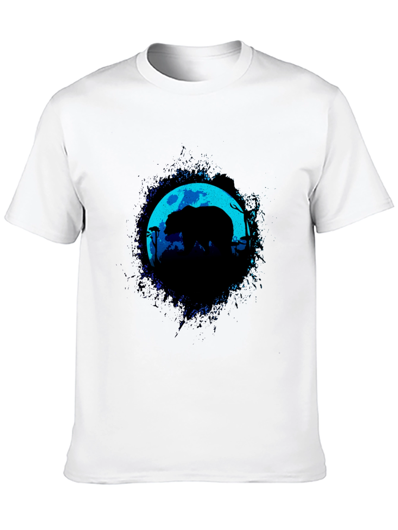 Bear Moon Silhouette Graphic Black T-Shirt