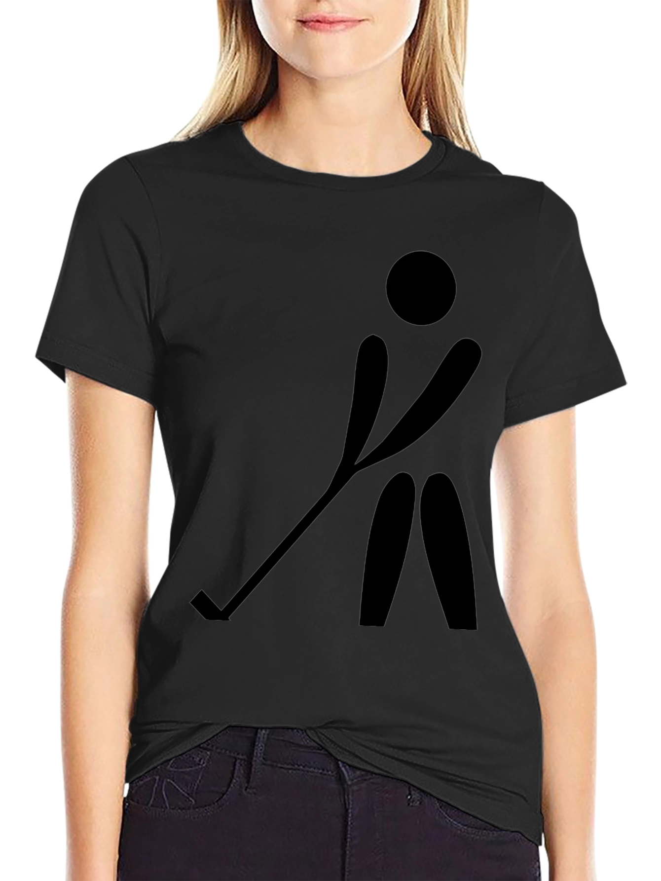 Hockey Player Silhouette Black T-Shirt