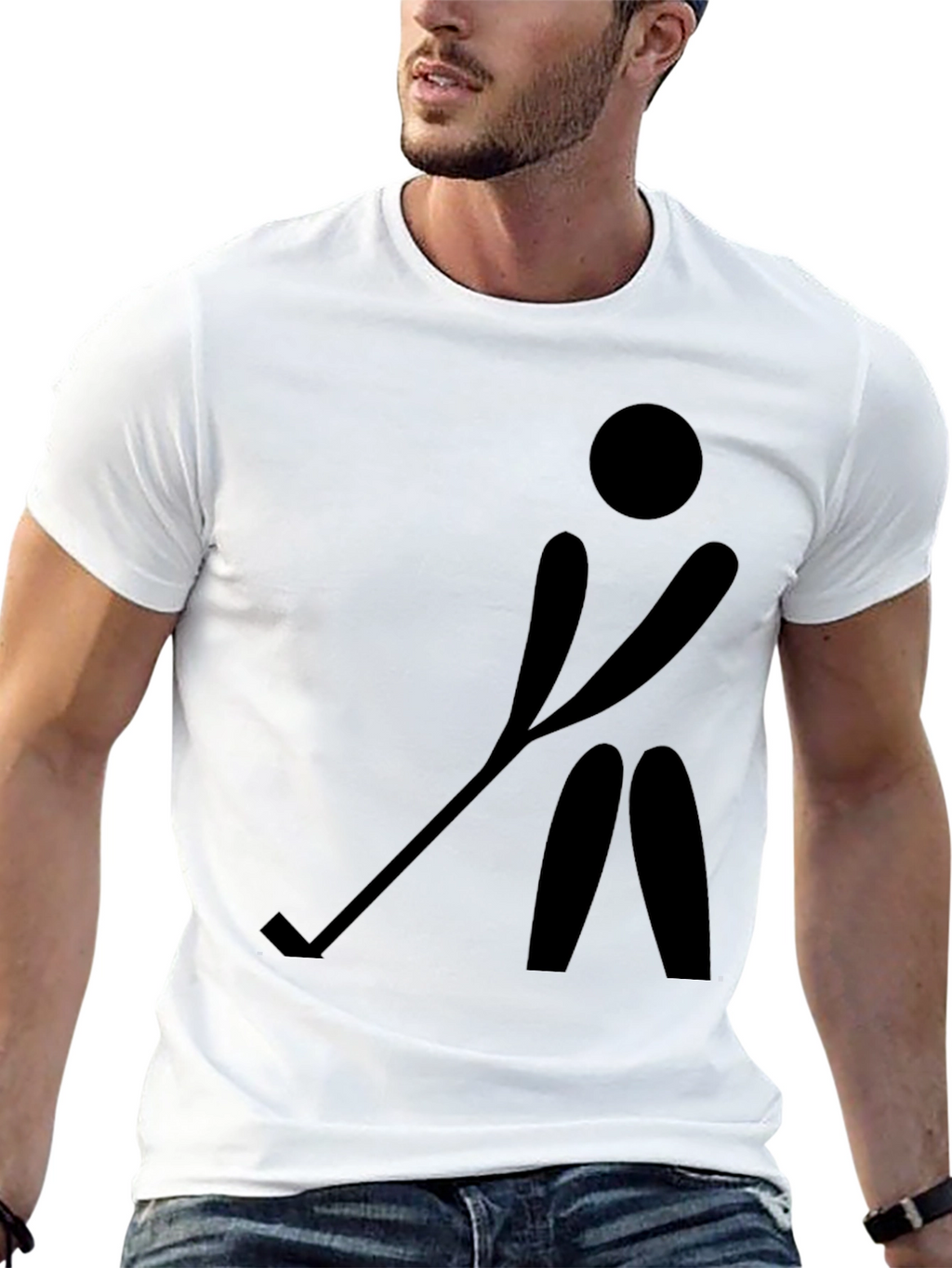 Hockey Player Silhouette Black T-Shirt