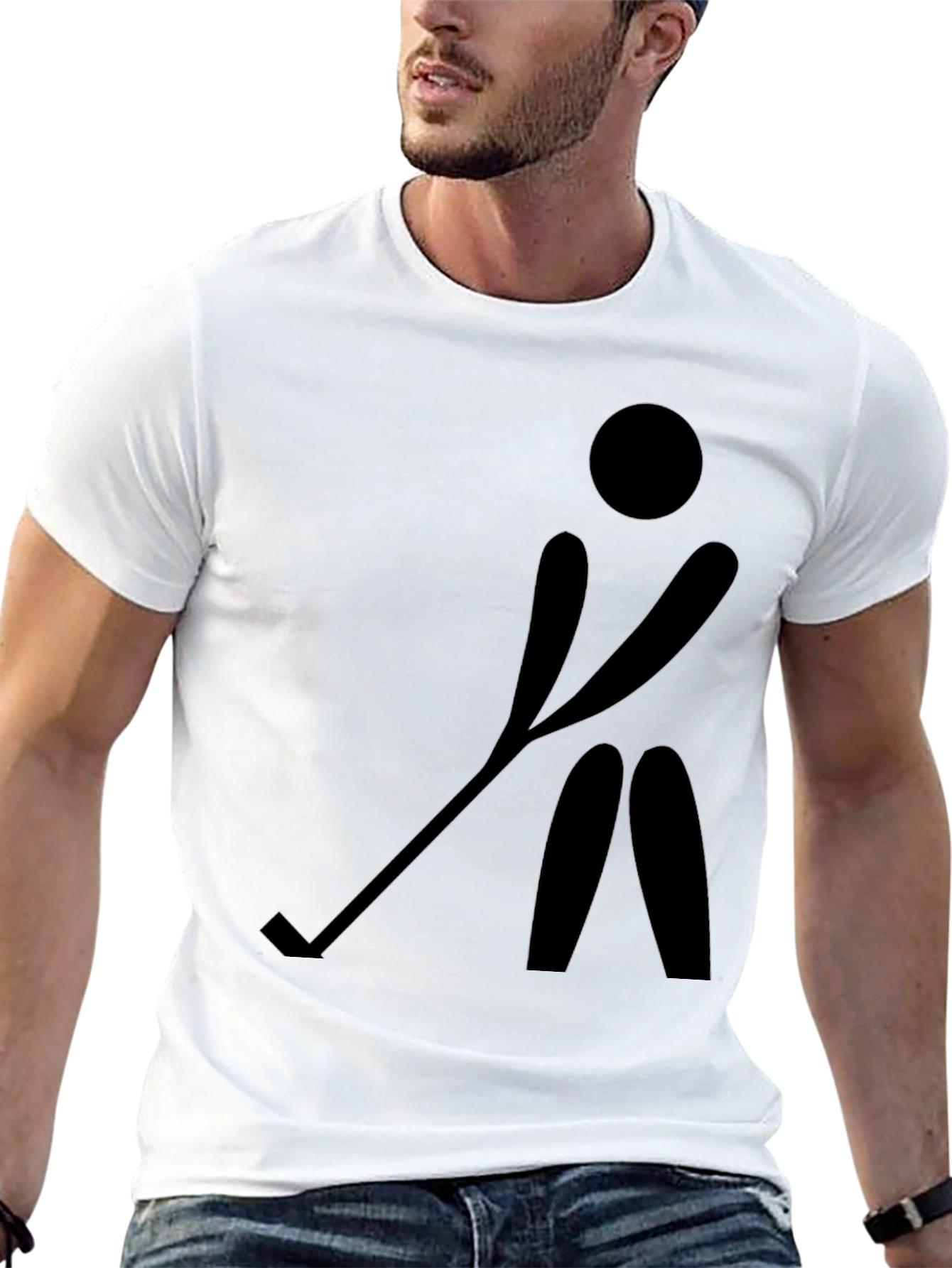 Hockey Player Silhouette Black T-Shirt