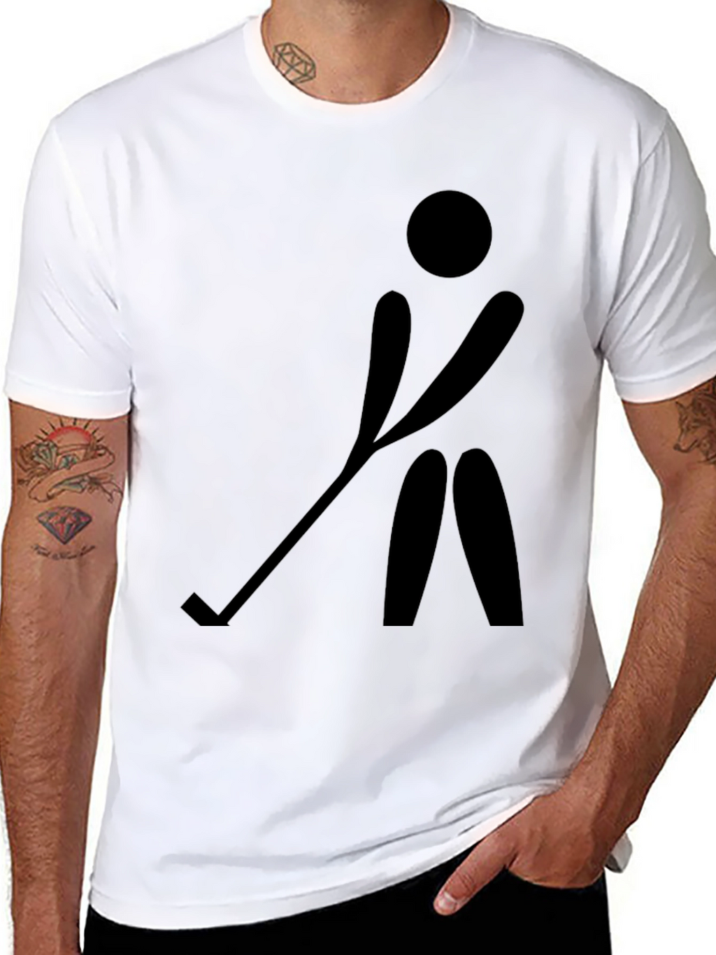 Hockey Player Silhouette Black T-Shirt
