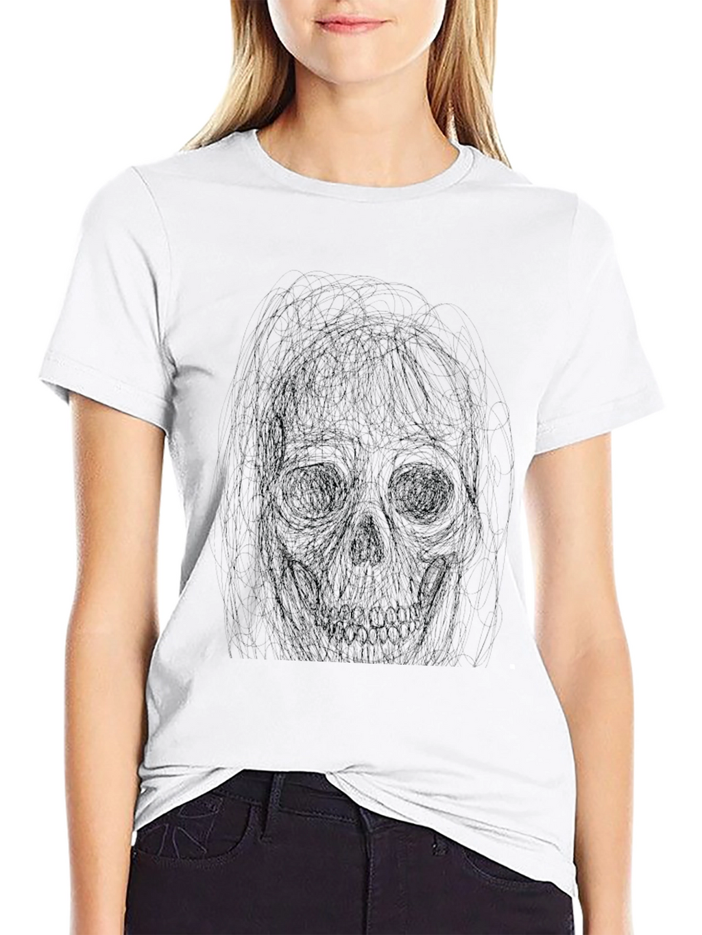 Dark Sketch Skull T-Shirt - Unique Graphic Tee