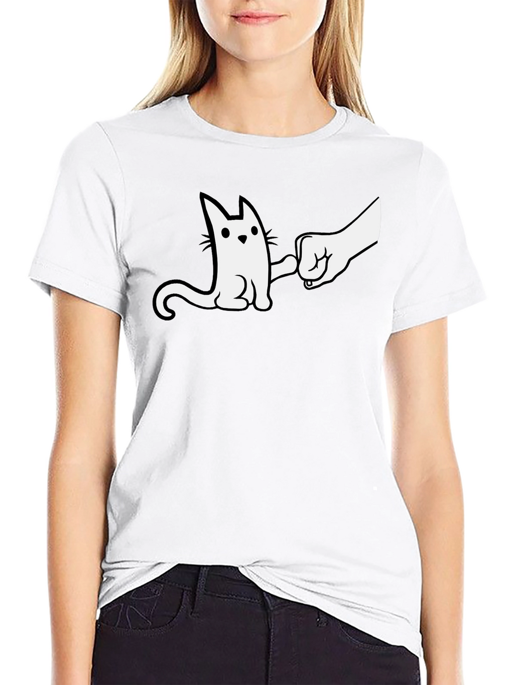 Cat Fist Bump Graphic T-Shirt - Cool & Casual