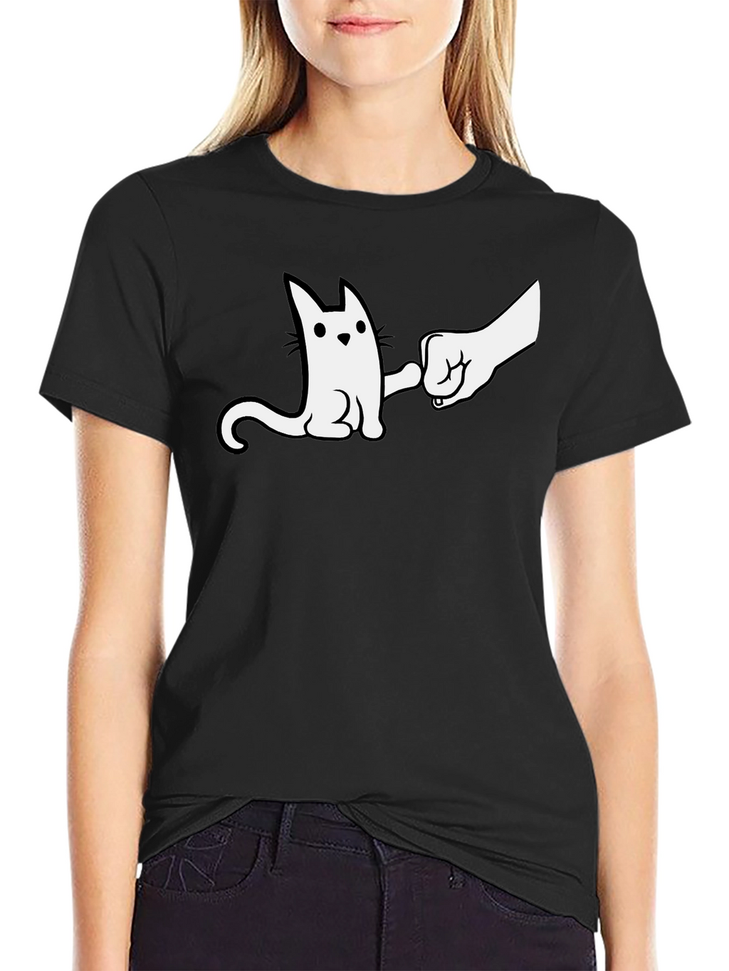 Cat Fist Bump Graphic T-Shirt - Cool & Casual