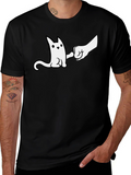 Cat Fist Bump Graphic T-Shirt - Cool & Casual