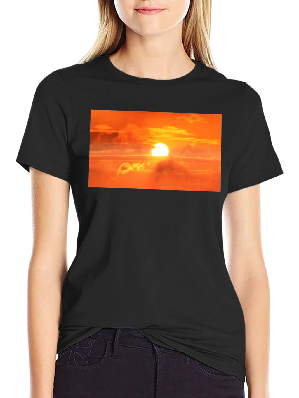 Sunrise Graphic Print Black T-Shirt
