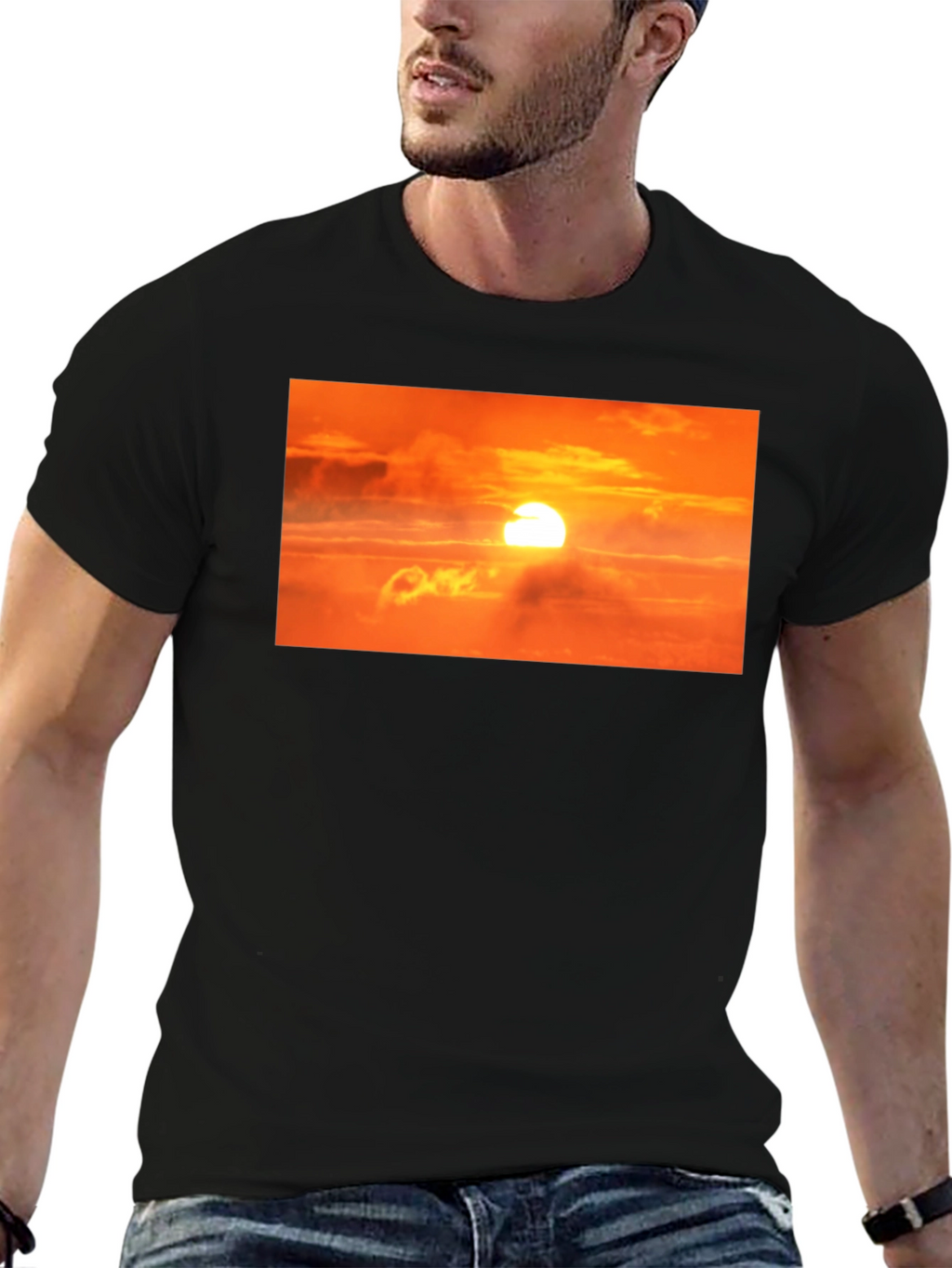 Sunrise Graphic Print Black T-Shirt
