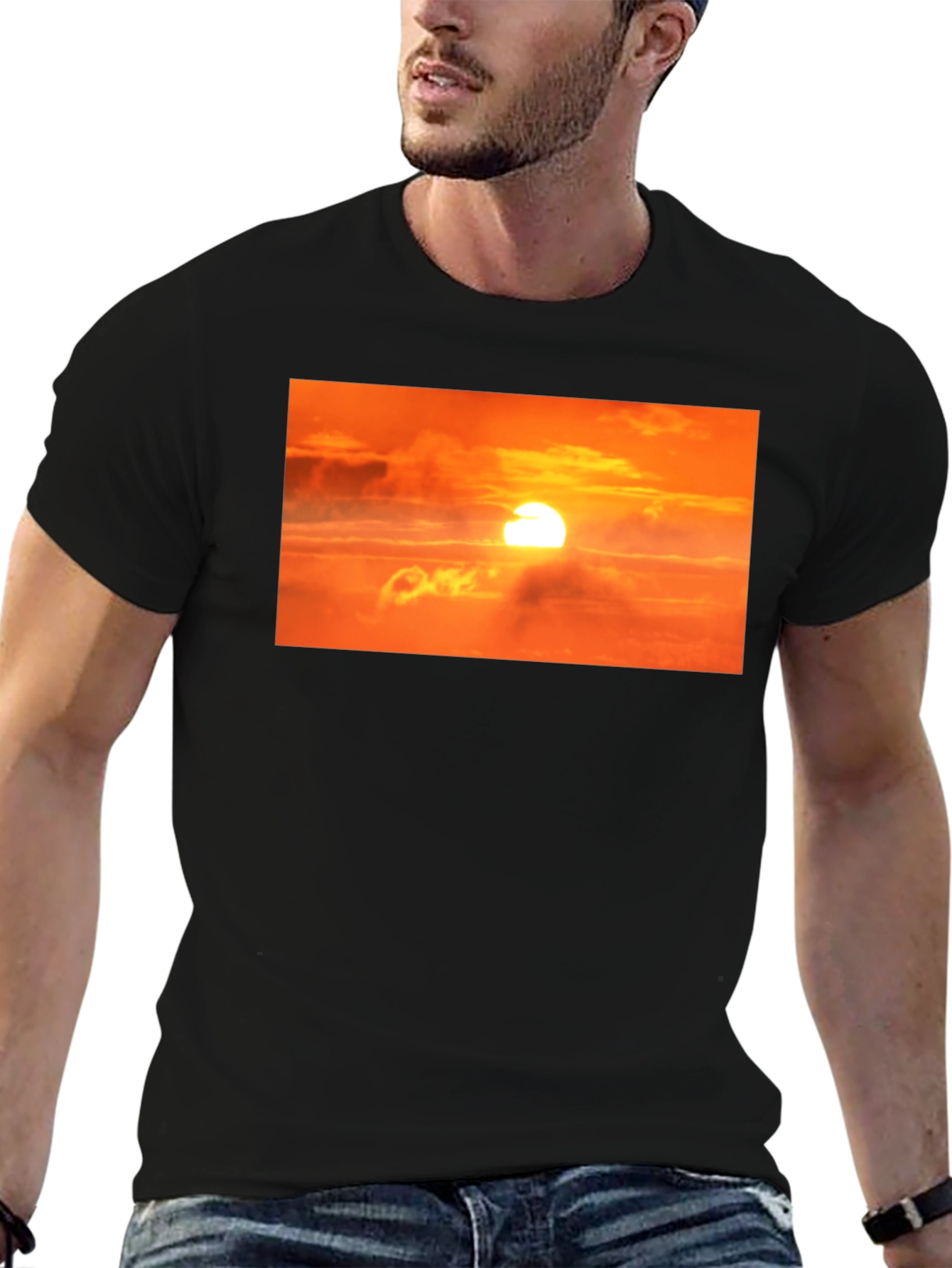 Sunrise Graphic Print Black T-Shirt