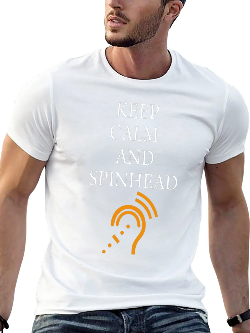 Keep Calm Spinhead T-Shirt - Black Cotton Tee