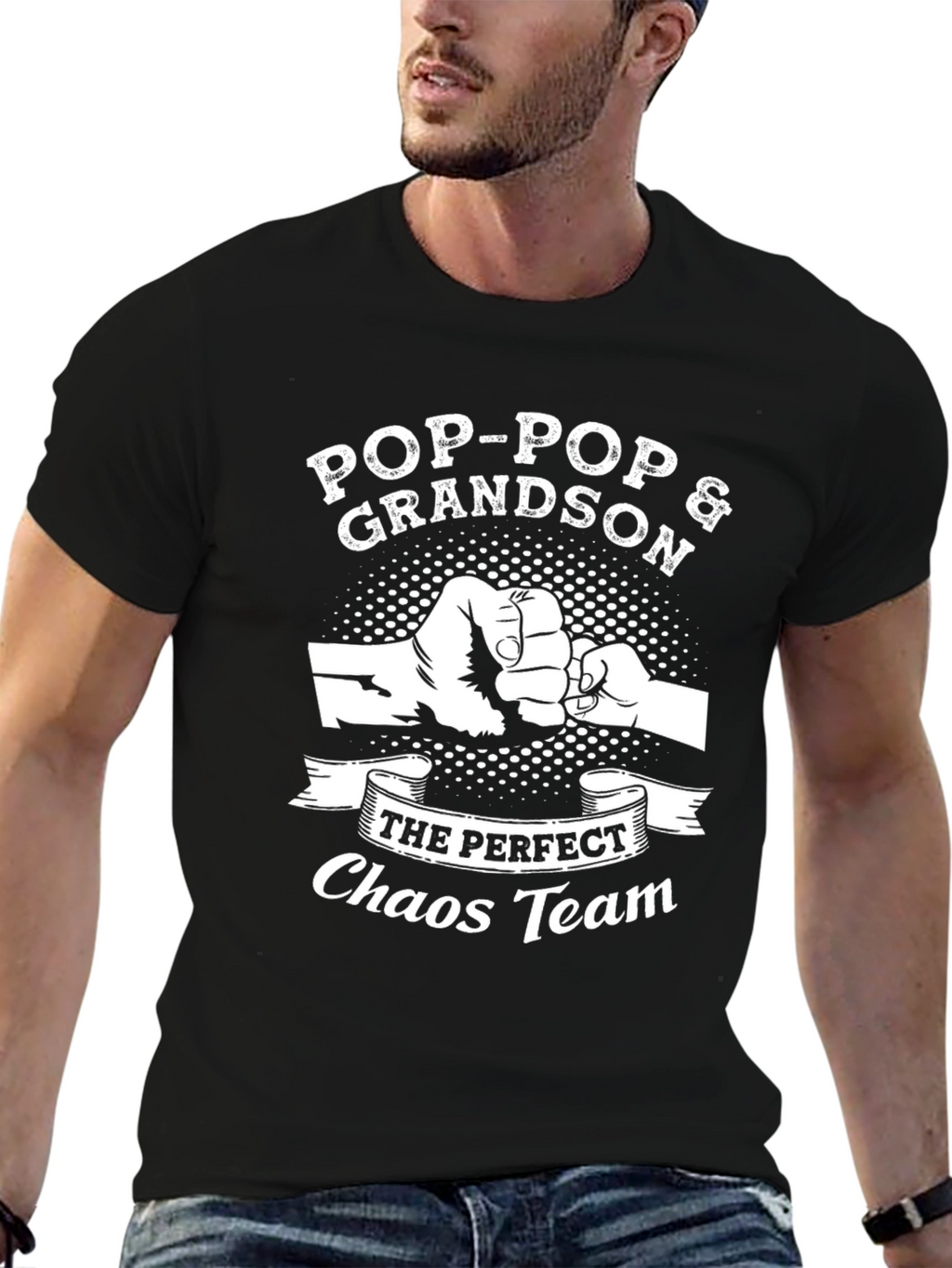 Pop-Pop & Grandson Chaos Team Black T-Shirt