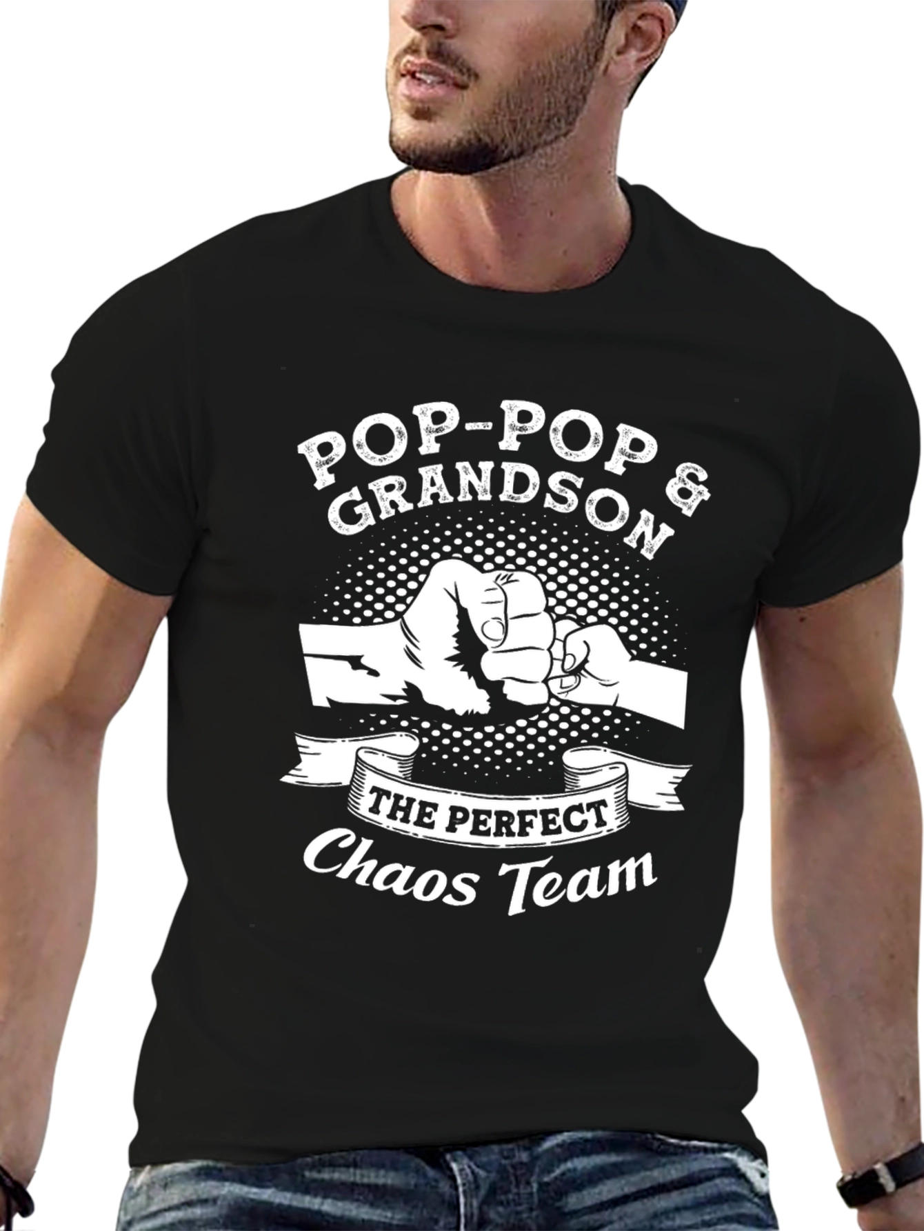 Pop-Pop & Grandson Chaos Team Black T-Shirt